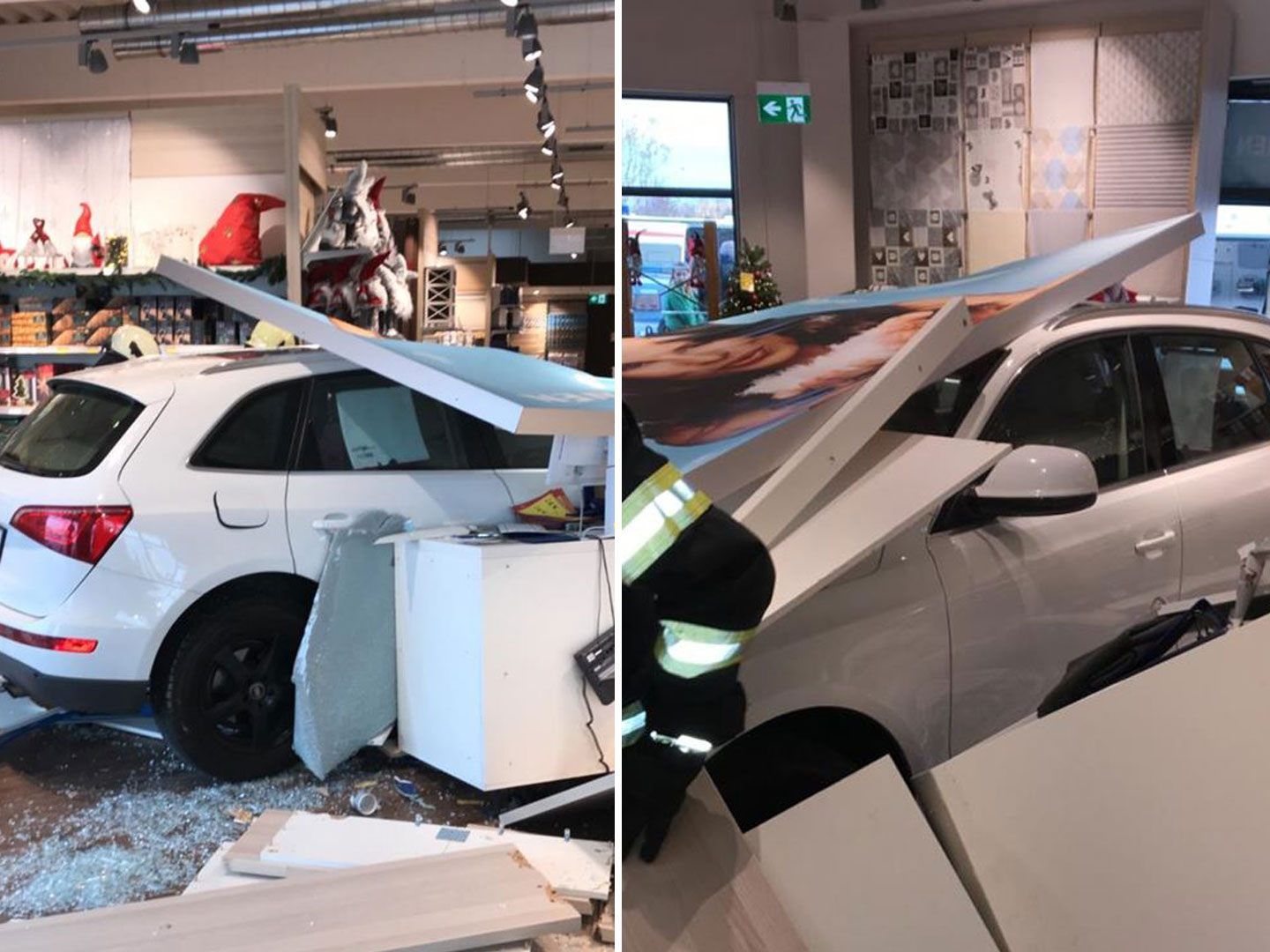 Die Frau krachte mit ihrem Auto durch ein Schaufenster in ein Einrichtungshaus im niederösterreichen Gänserndorf.