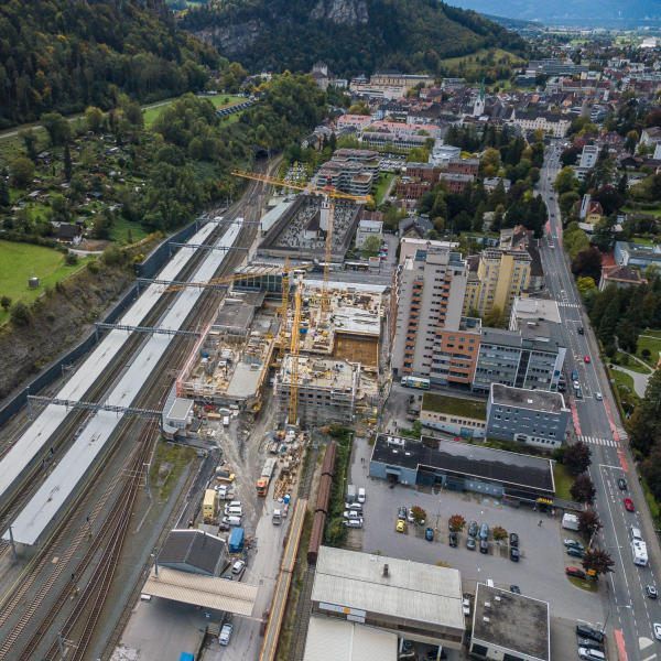 Die Baustelle am Bahnhof