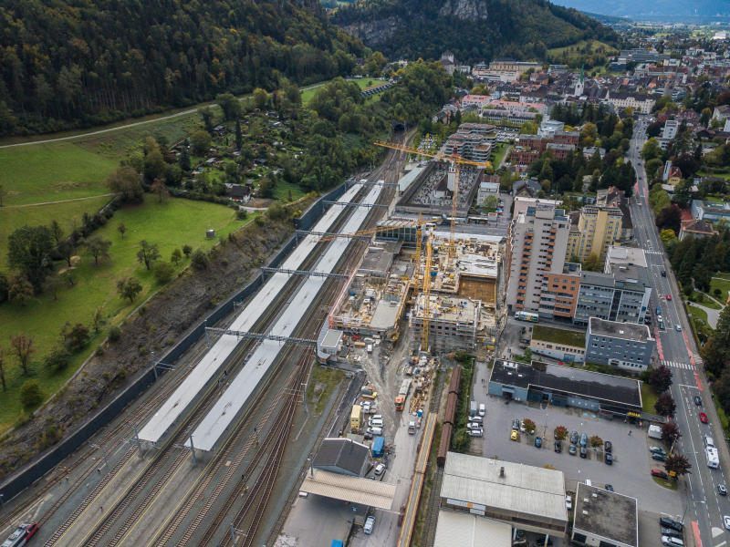 Die Baustelle am Bahnhof