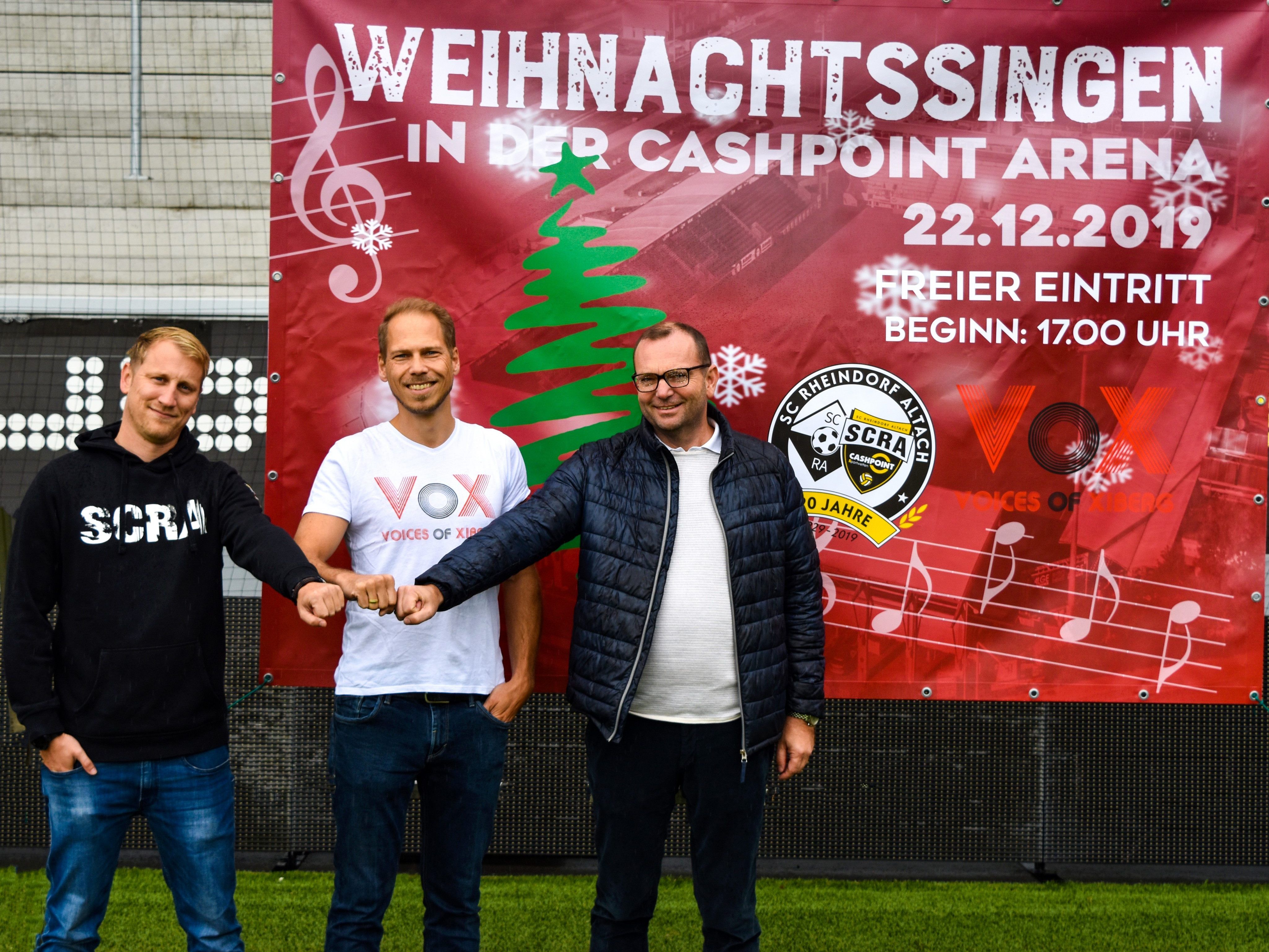 Jürgen Spiegel, Florian Kresser und Christoph Längle freuen sich auf das gemeinsame Weihnachtssingen Jürgen Spiegel, Florian Kresser und Christoph Längle freuen sich auf das gemeinsame Weihnachtssingen