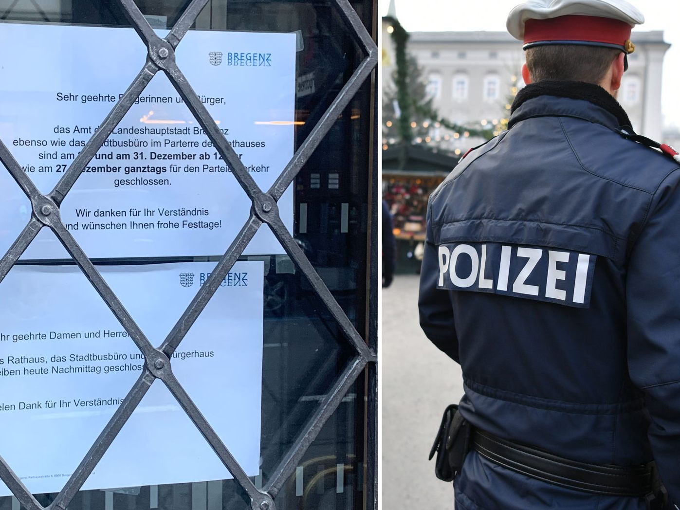 Das Rathaus in Bregenz wurde geschlossen, die Polizei war in Bregenz stark präsent. Das Rathaus in Bregenz wurde geschlossen, die Polizei war in Bregenz stark präsent.