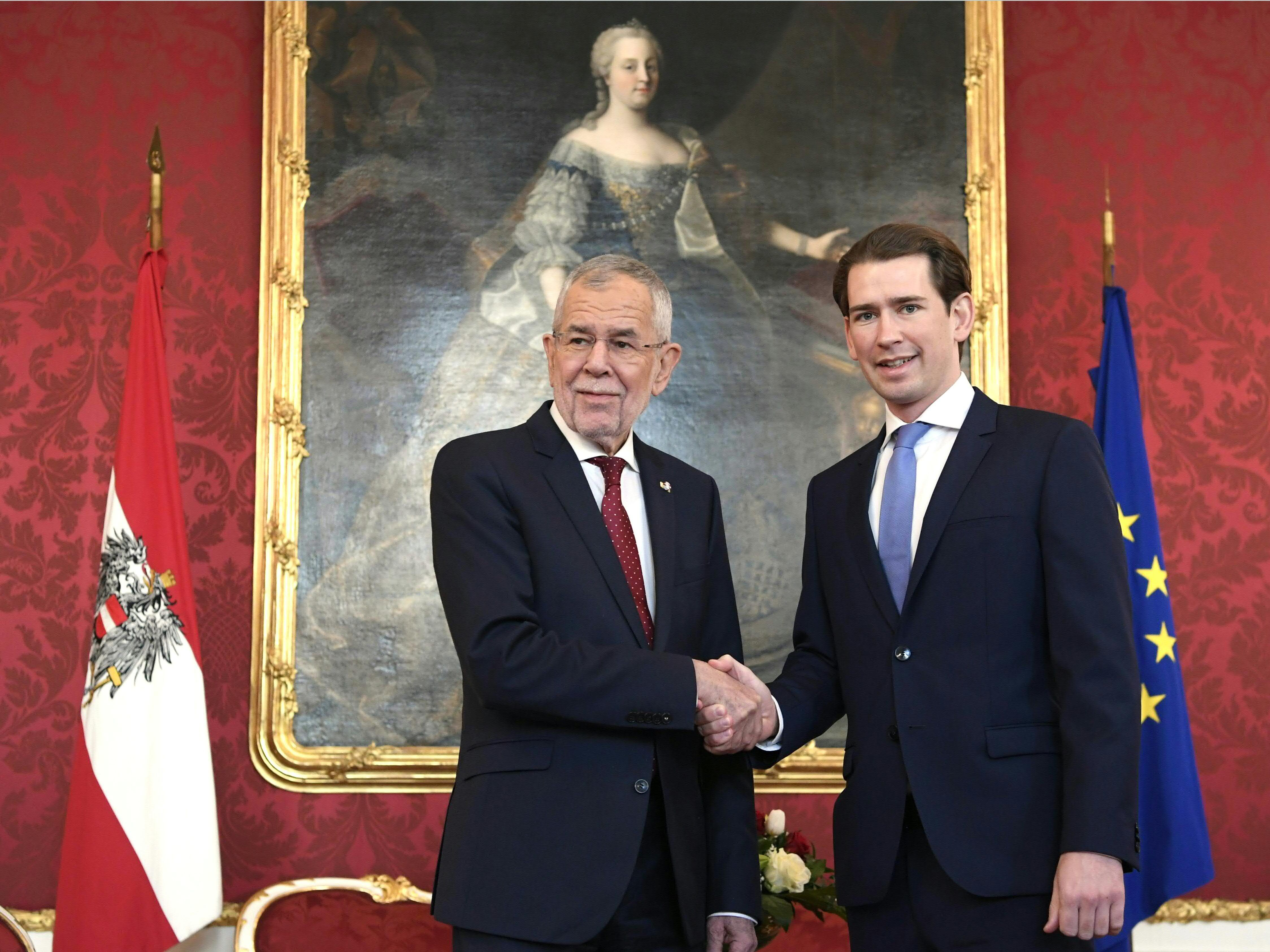 Kurz und Kogler wurden von Bundespräsident Alexander Van der Bellen empfangen.