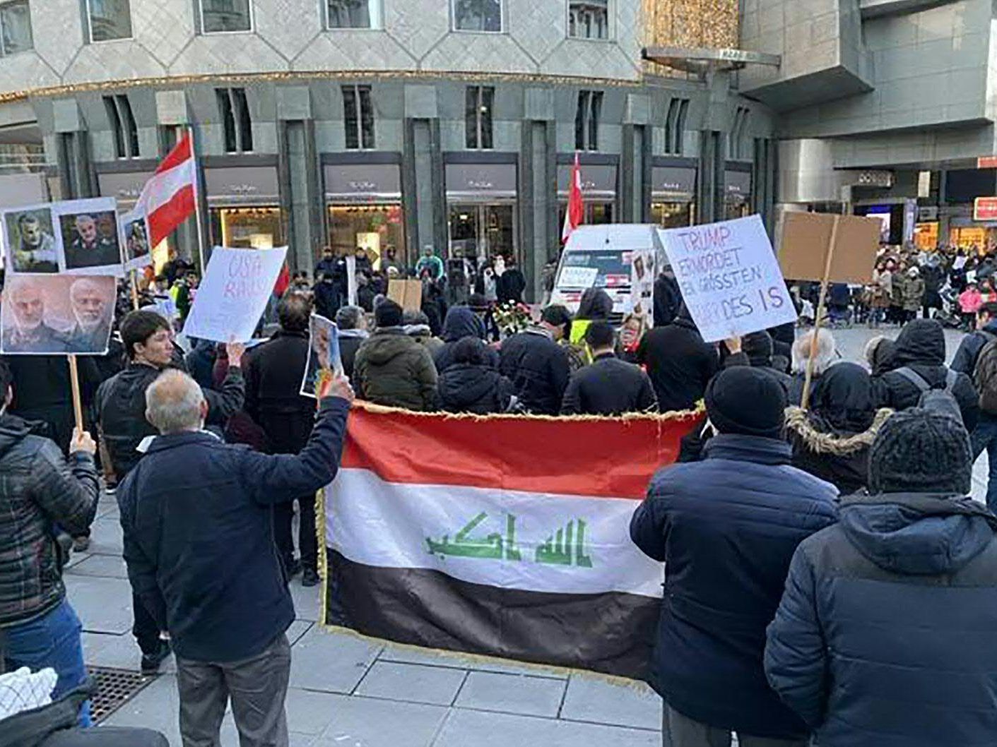 Mahnwache für getöteten iranischen Generali Soleimani in Wien.