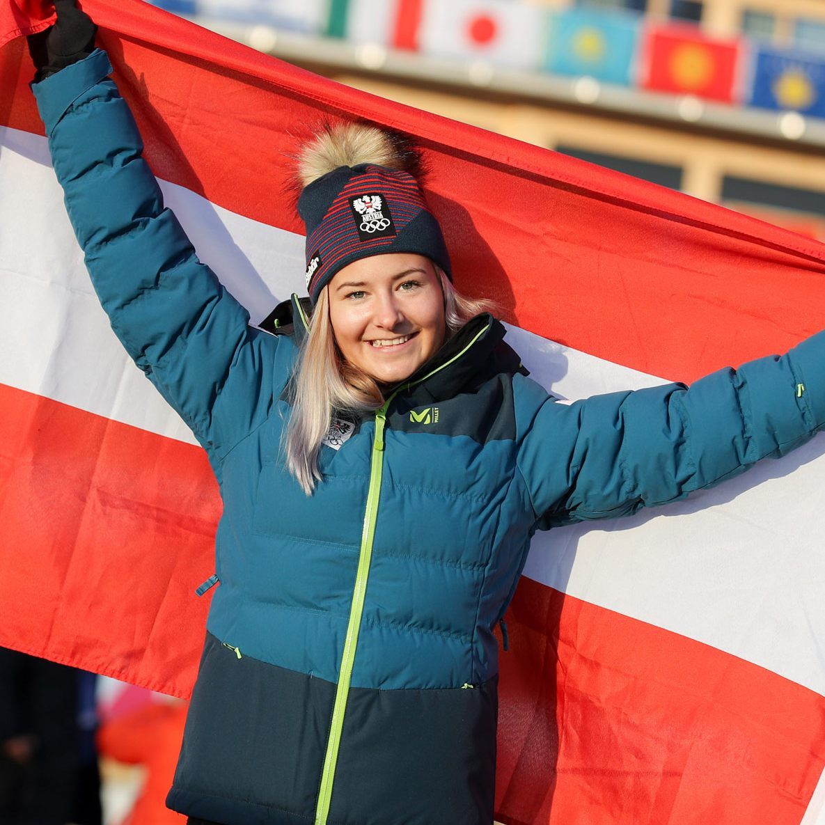 Amanda Salzgeber war eine der Fahnenträgerinnen für das österreichische Team bei den Olympschen Jugendspielen 2020 in Lausanne.