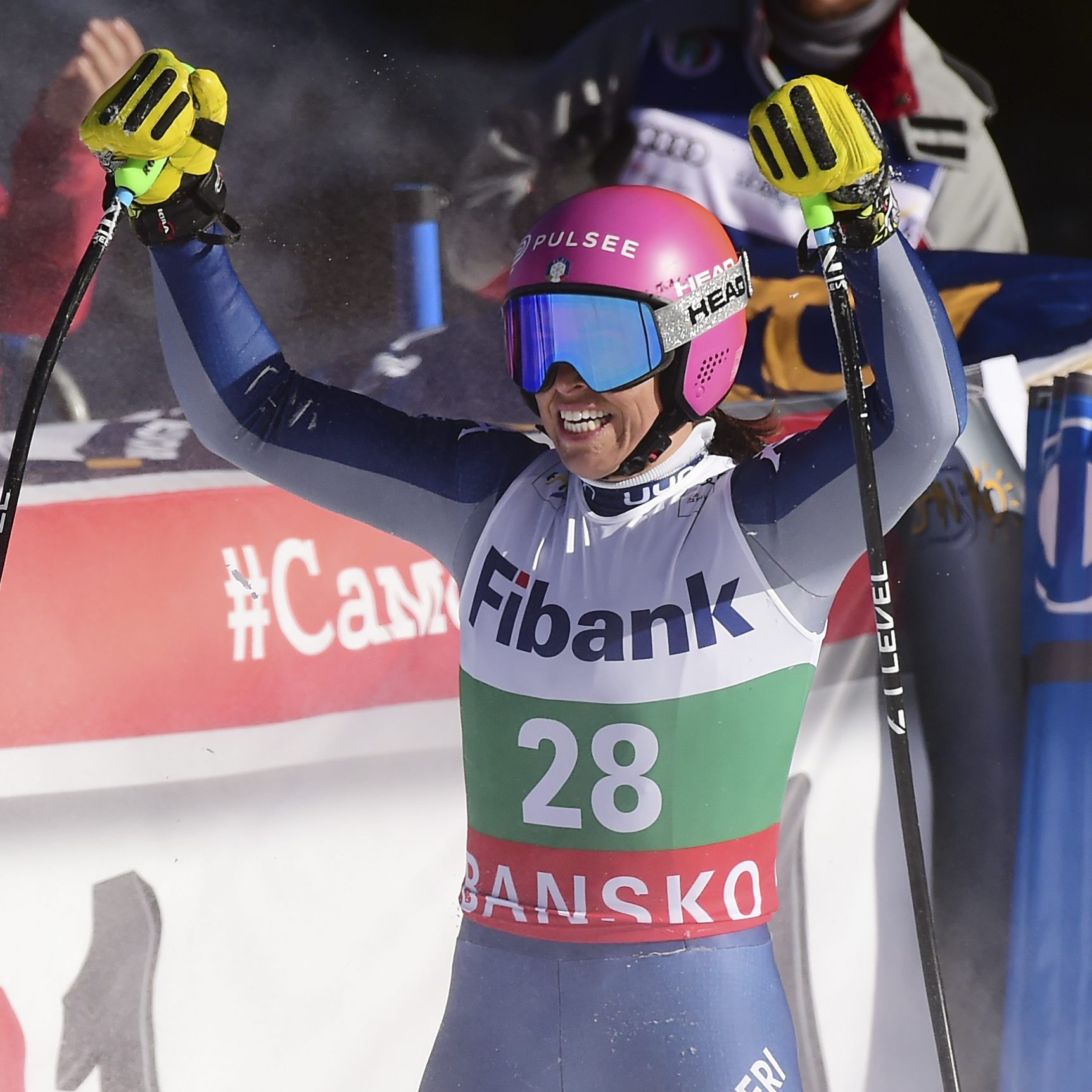 Curtoni feiert den Sieg in Bansko.
