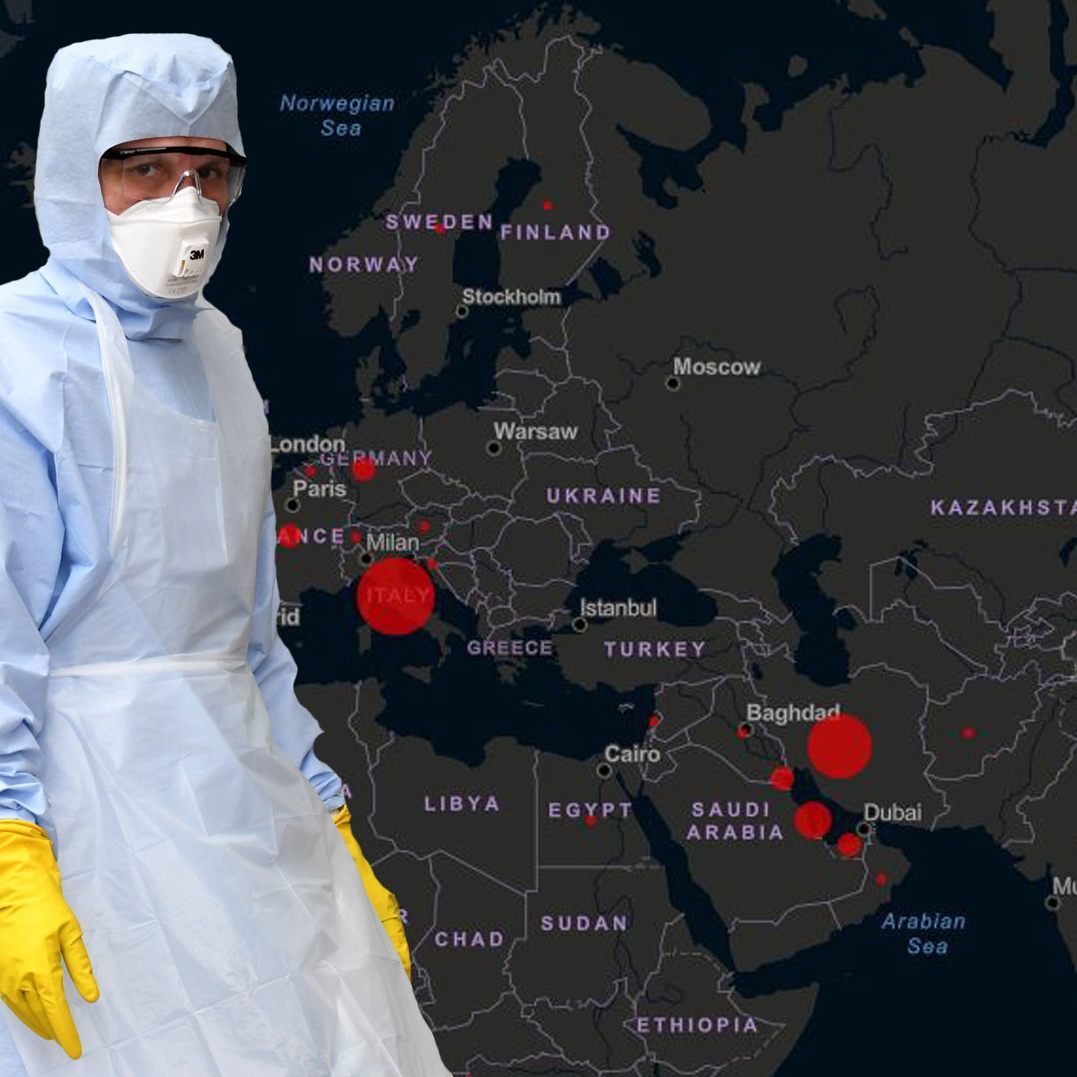 Eine Live-Karte zeigt die Ausbreitung des Coronavirus auf der Welt.