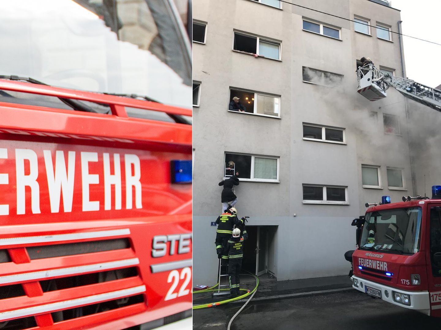 Die Hausbewohner mussten mit Leitern gerettet werden.