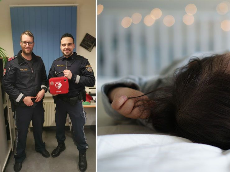 Revierinspektor Daniel Z. und Aspirant Haris M. retteten durch ihr schnelles Einschreiten dem zweijährigen Mädchen möglicherweise das Leben Revierinspektor Daniel Z. und Aspirant Haris M. retteten durch ihr schnelles Einschreiten dem zweijährigen Mädchen möglicherweise das Leben