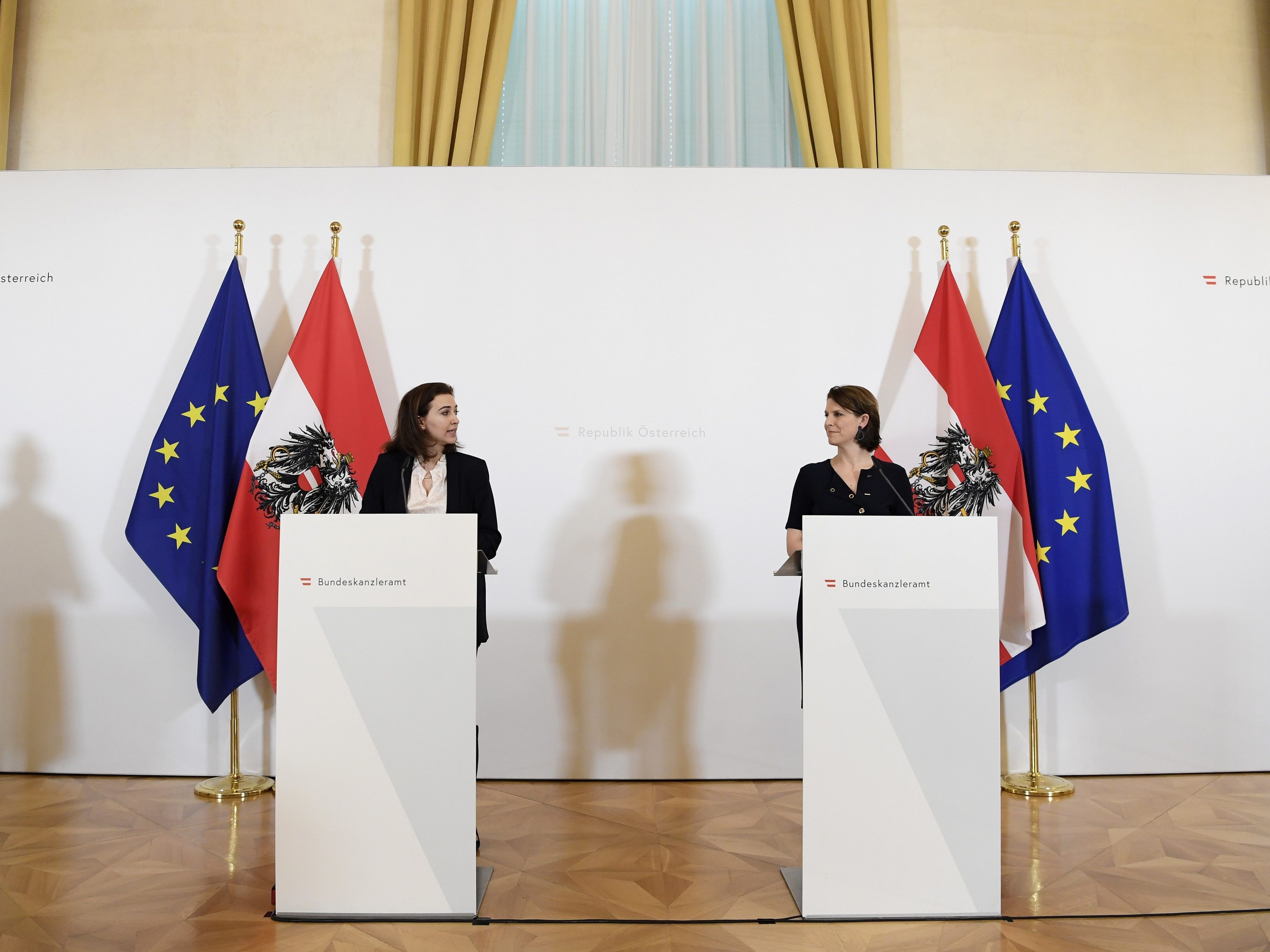 Zadic und Edtstadter präsentierten am Mittwoch das Justiz-Paket. Zadic und Edtstadter präsentierten am Mittwoch das Justiz-Paket.