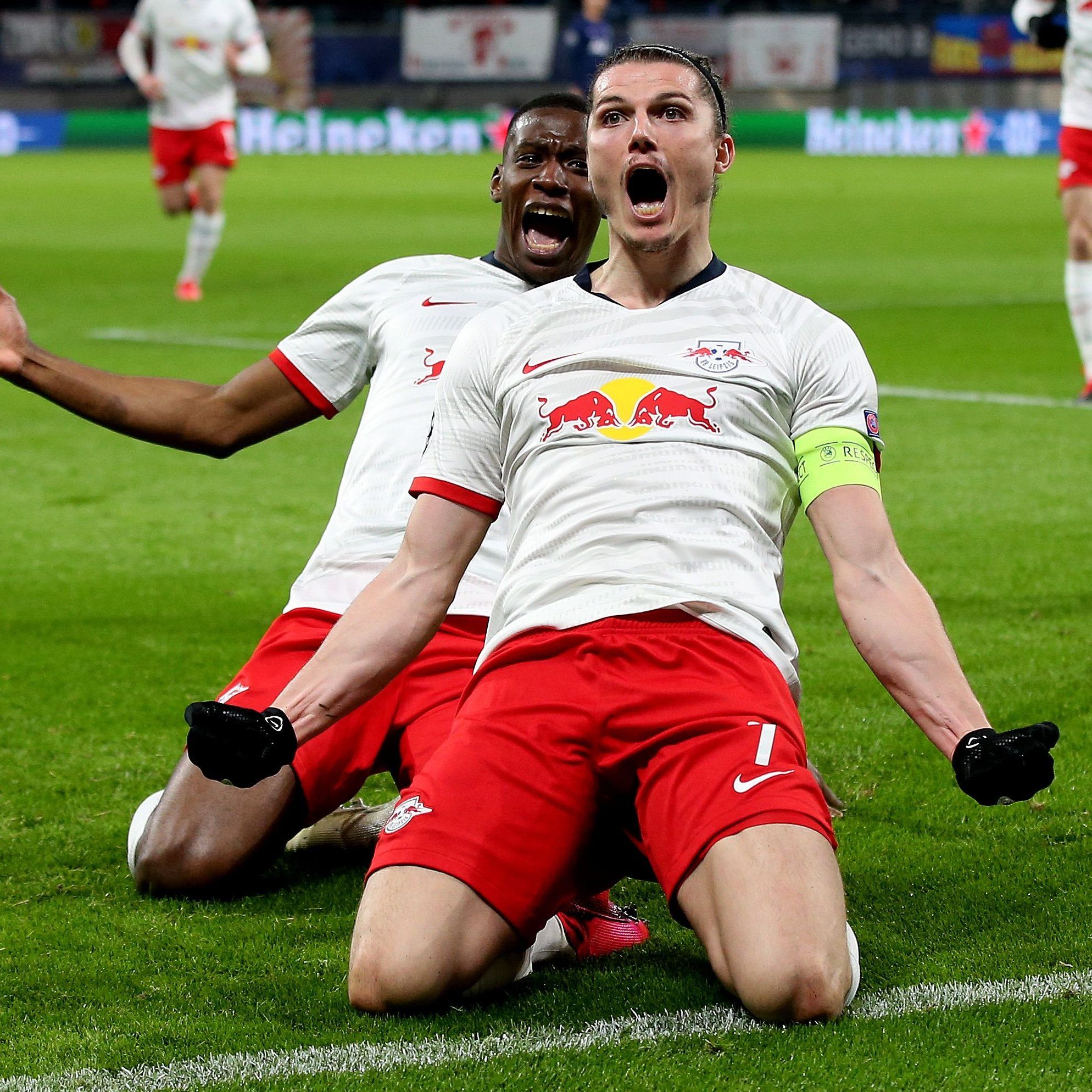 Leipzigs Kapitän Sabitzer durfte heute gleich mehrfach jubeln.