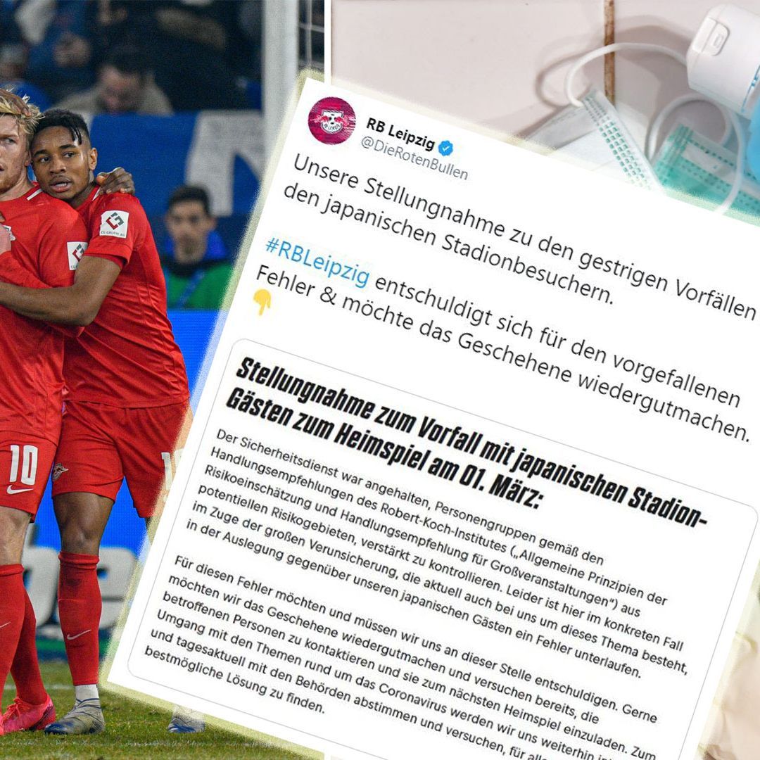 Ordner des Klubs RB Leipzig verwiesen Japaner aus Sorge vor dem Coronavirus aus dem Stadion.