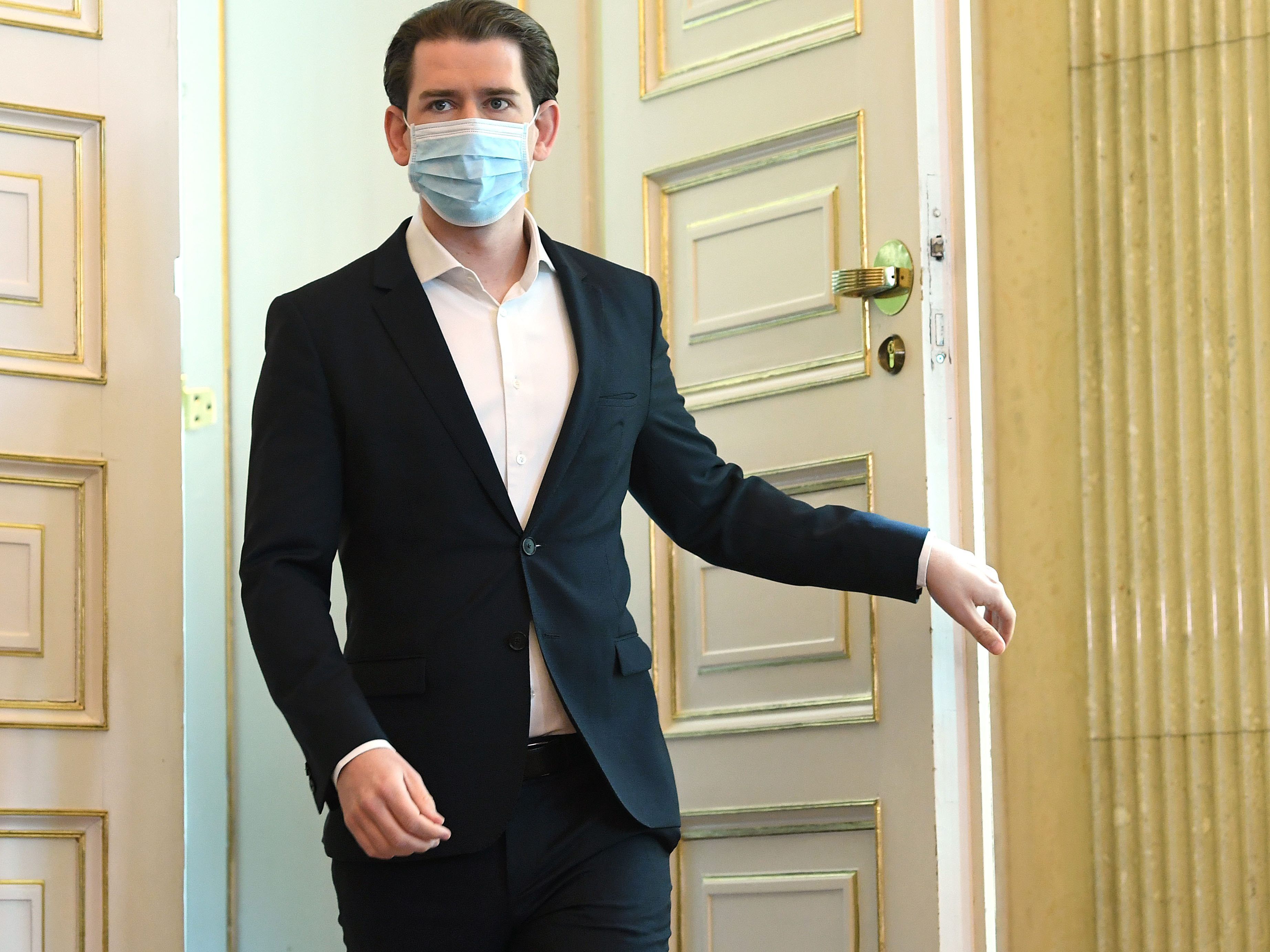 Bundeskanzler Sebastian Kurz (ÖVP) nach der Videokonferenz Bundeskanzler Sebastian Kurz (ÖVP) nach der Videokonferenz