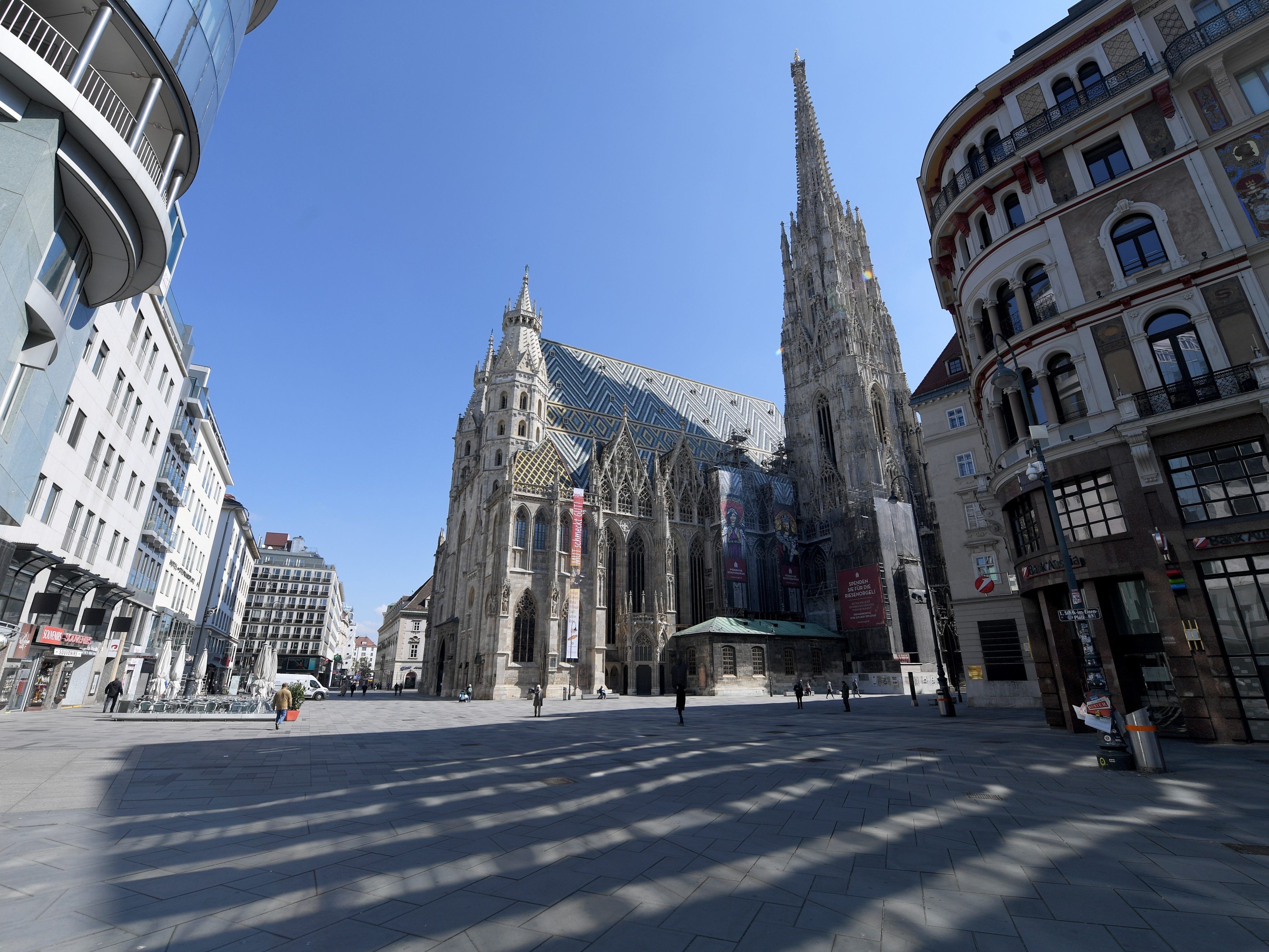 Der Wiener Stephansplatz ist weiterhin nahezu Tourismus-befreit.