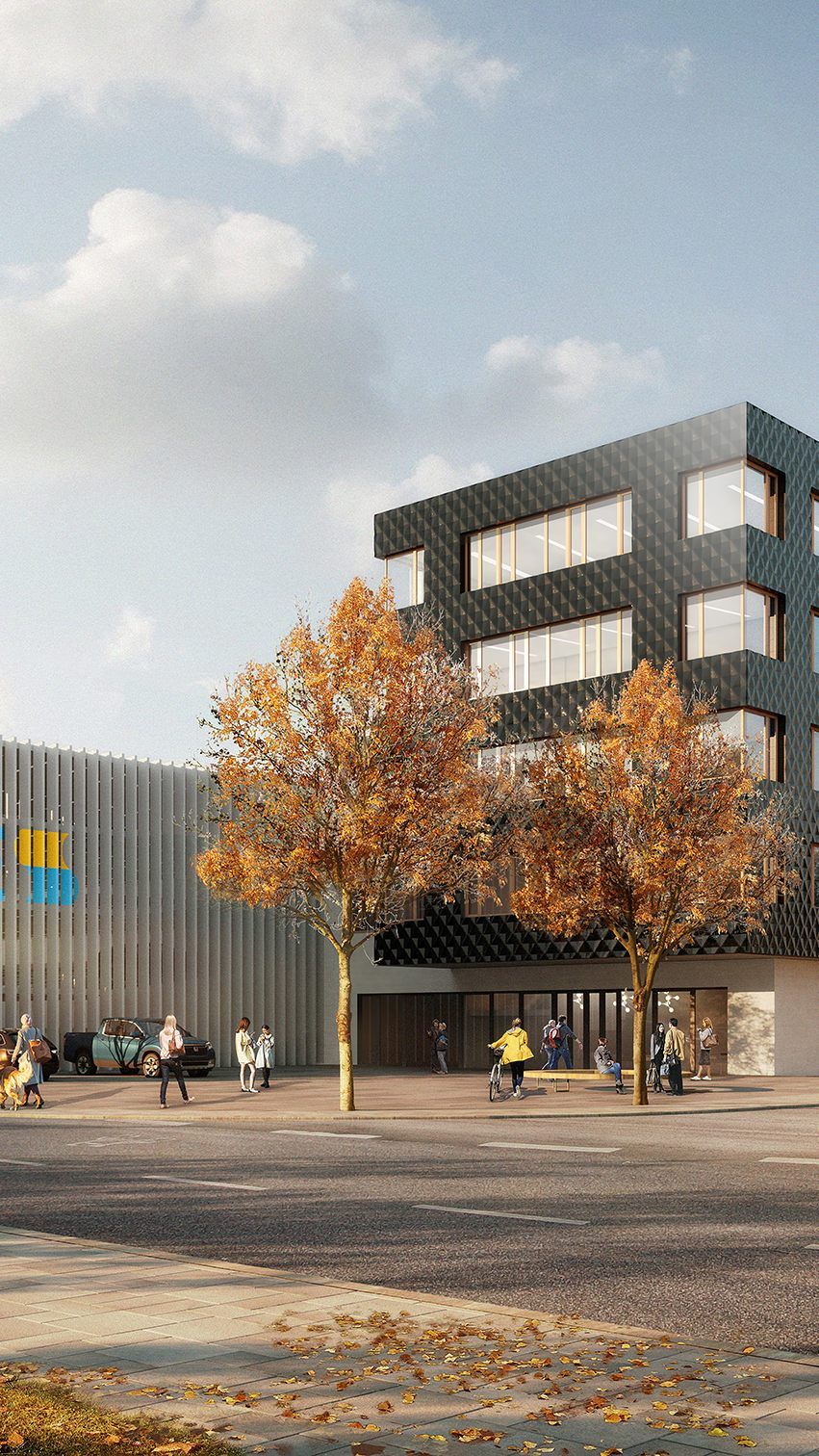 Ansicht des neuen Verwaltungsgebäudes mit Parkhaus der Stadtwerke Esslingen, das die Konstanzer i+R-Tochter nach dem gewonnen Wettbewerb als Generalübernehmer realisieren wird.