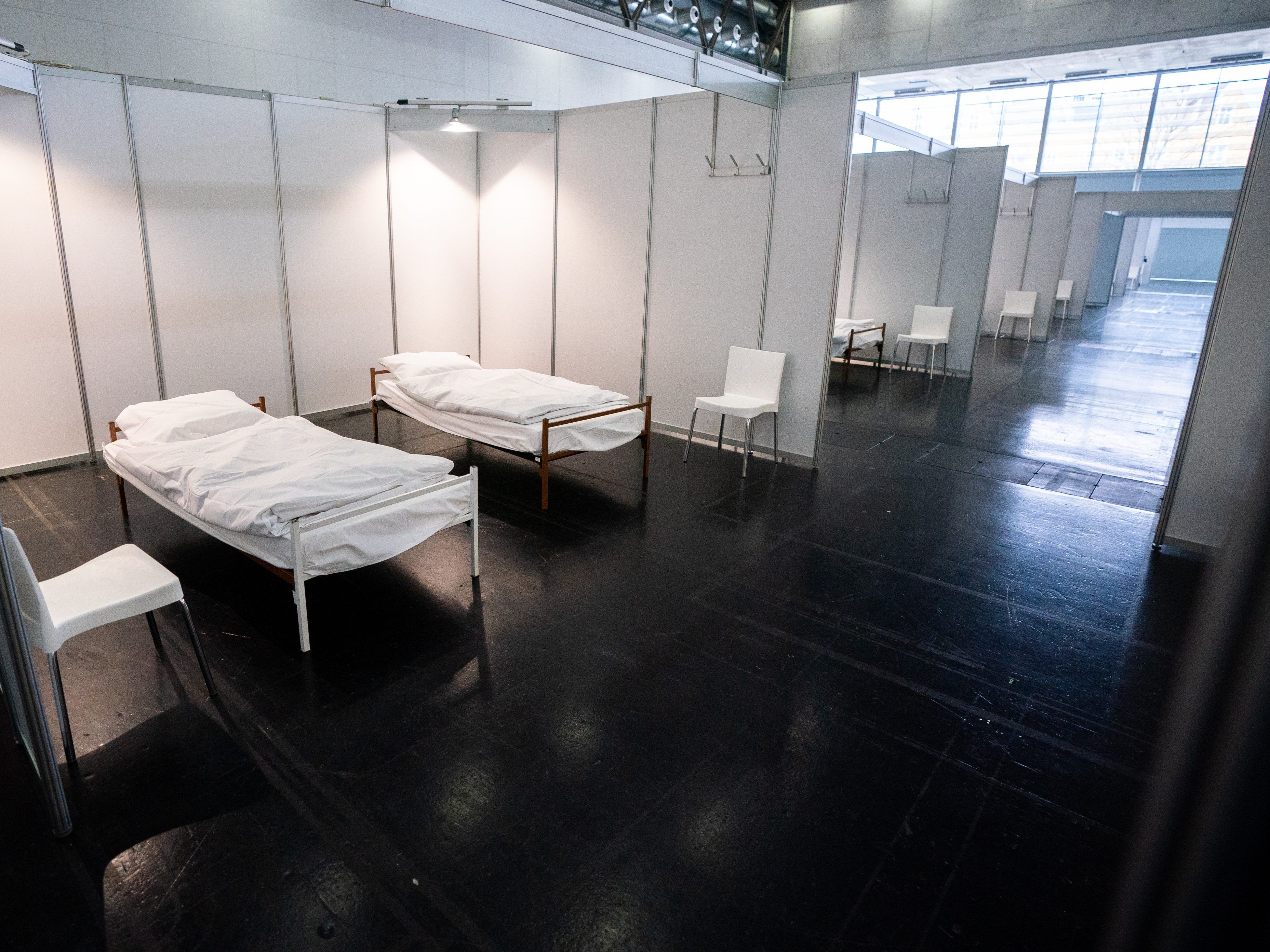 Das Covid-19-Zentrum in der Messe Wien wurde Mitte März eingerichtet Das Covid-19-Zentrum in der Messe Wien wurde Mitte März eingerichtet