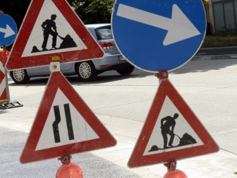 Bauarbeiten in der Possingerstraße in Wien.