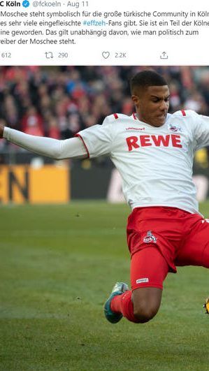 Der Twitter-Kanal des 1. FC Köln veröffentlichte die Mitgliedschafts-Kündigung eines Fans, der sich sehr über die Erweiterung hin zur Moschee ärgerte.