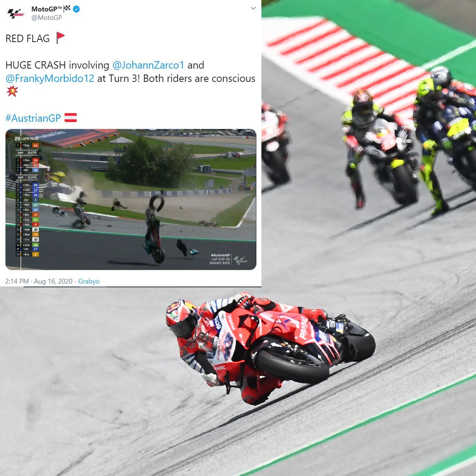 Franco Morbidelli und Johann Zarco fuhren bei der Anfahrt auf Kurve 3 ineinander