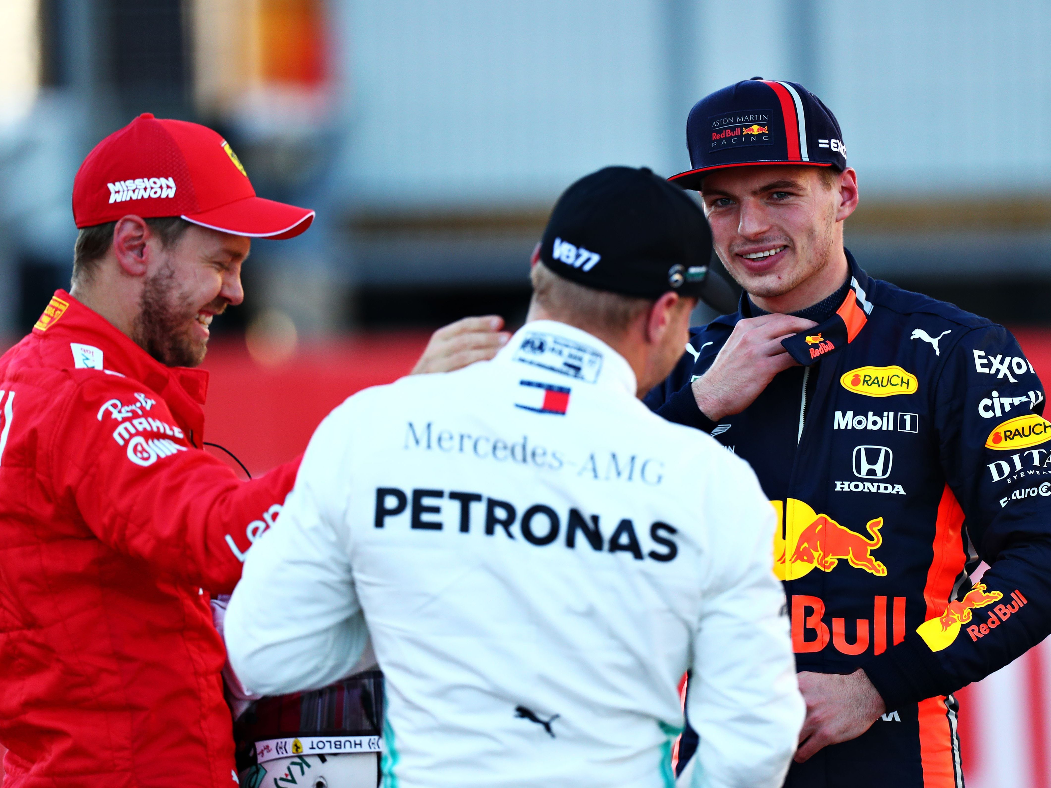 Vettel mit Bottas und Verstappen. Vettel mit Bottas und Verstappen.