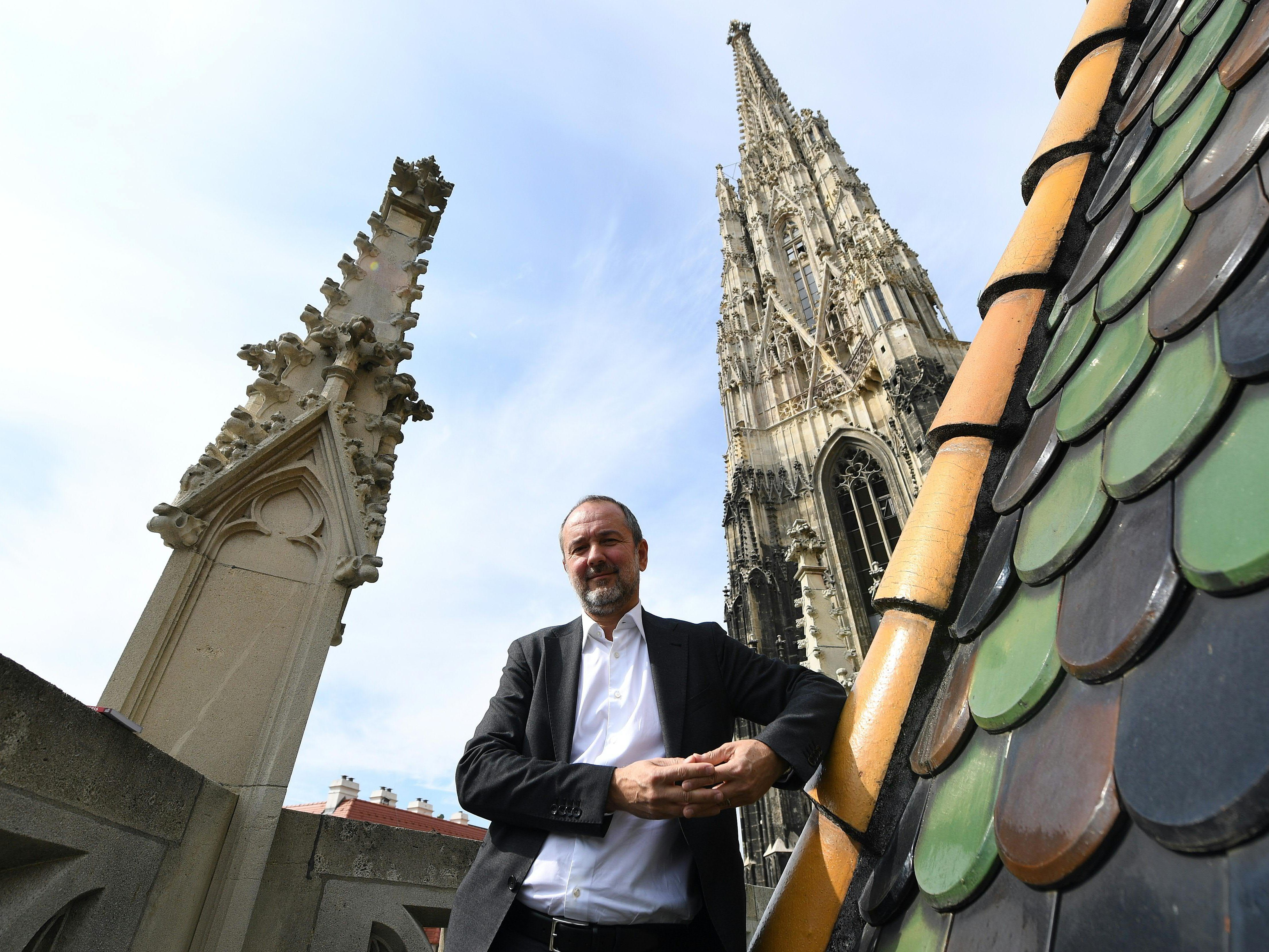 Am Dach des Wiener Stephansdoms anlässlich eines "Tag des Denkmals" in der Vergangenheit.
