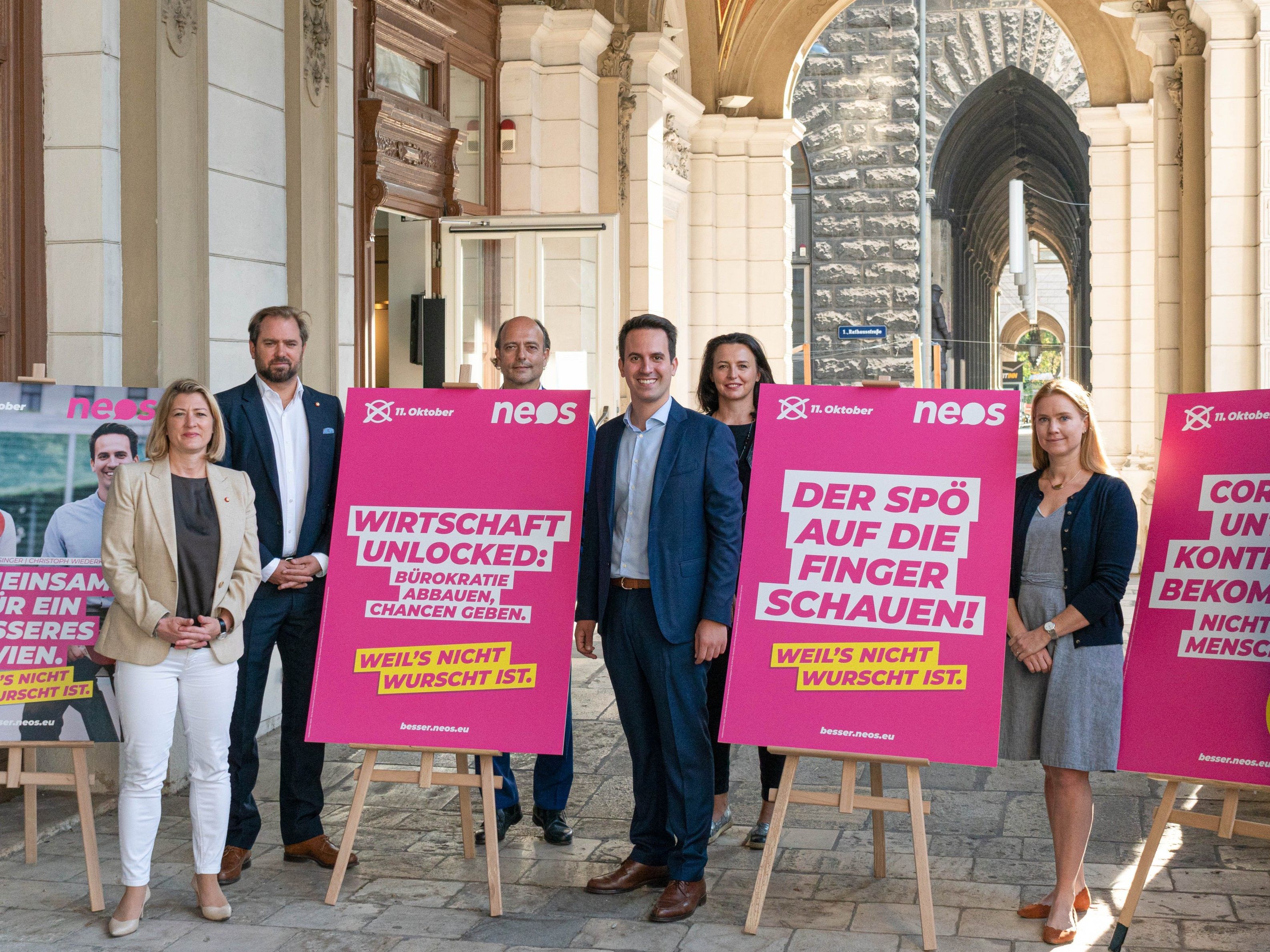 Die NEOS präsentierten die zweite Plakatserie zur Wien-Wahl. Die NEOS präsentierten die zweite Plakatserie zur Wien-Wahl.