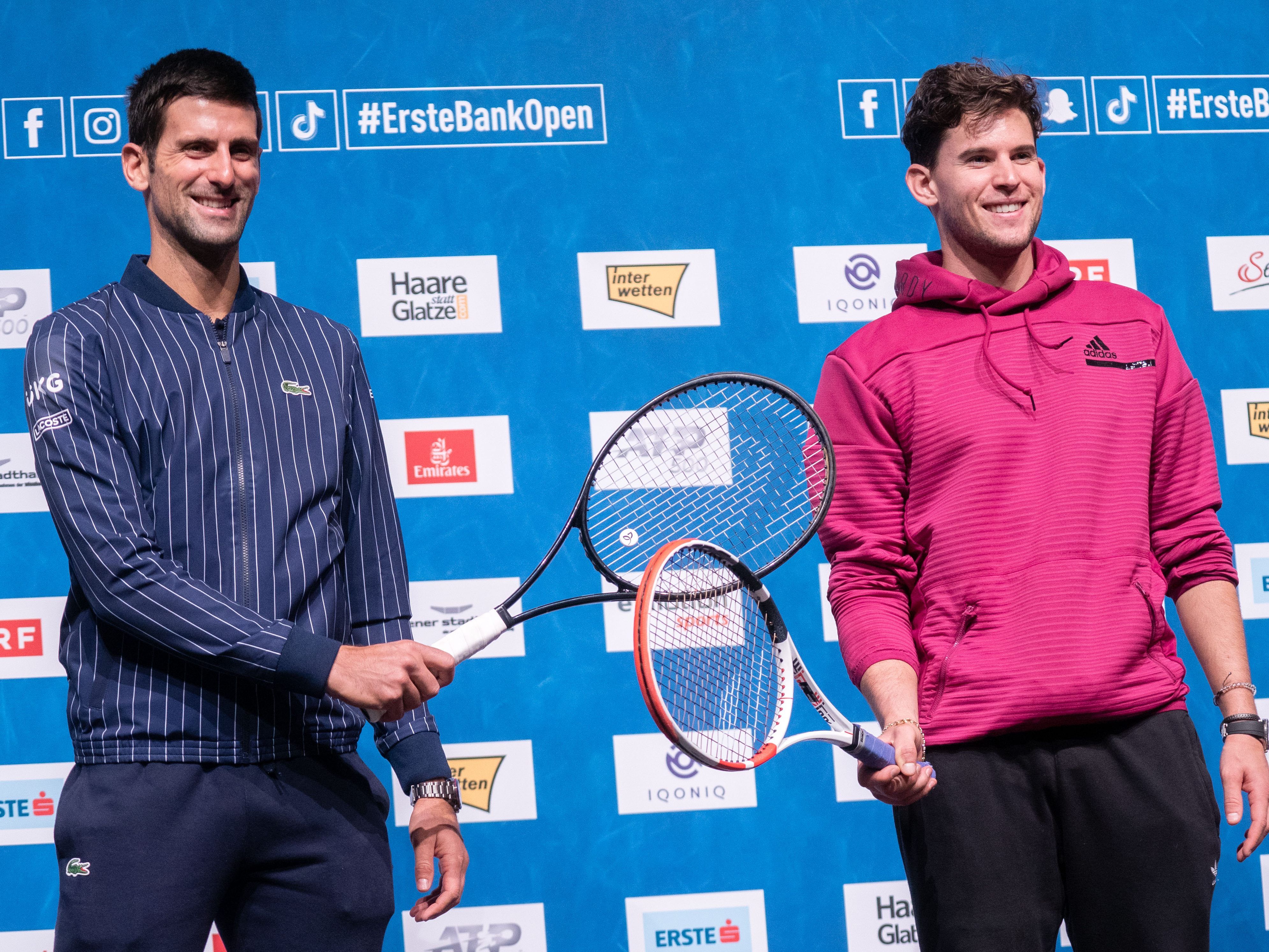 Thiem und Djokovic schlugen sich gemeinsam für das Erste Bank Open in Wien ein. Thiem und Djokovic schlugen sich gemeinsam für das Erste Bank Open in Wien ein.