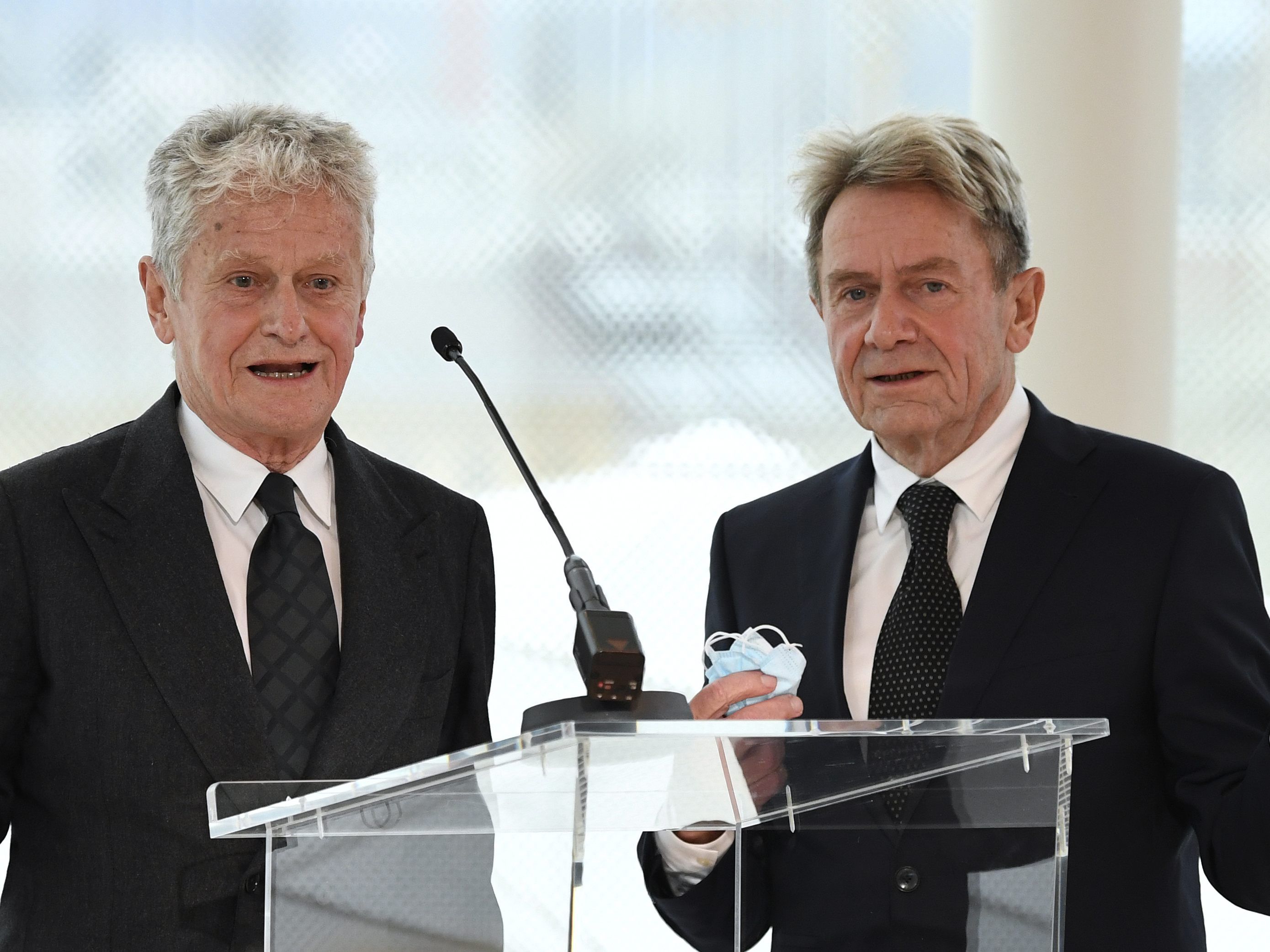 Die Architekten Laurids und Manfred Ortner bei ihrer Würdigung im Wiener Museumsquartier.