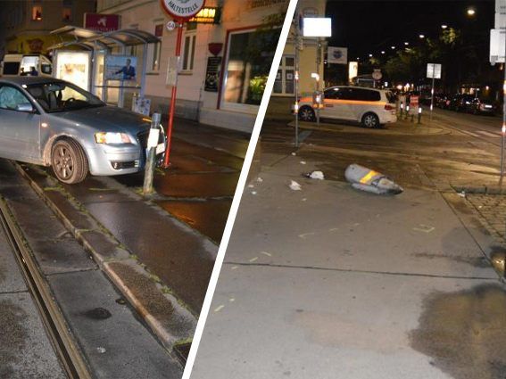 Die Frau wurde bei dem Unfall von dem weggeschleuderten Mistkübel verletzt. Die Frau wurde bei dem Unfall von dem weggeschleuderten Mistkübel verletzt.