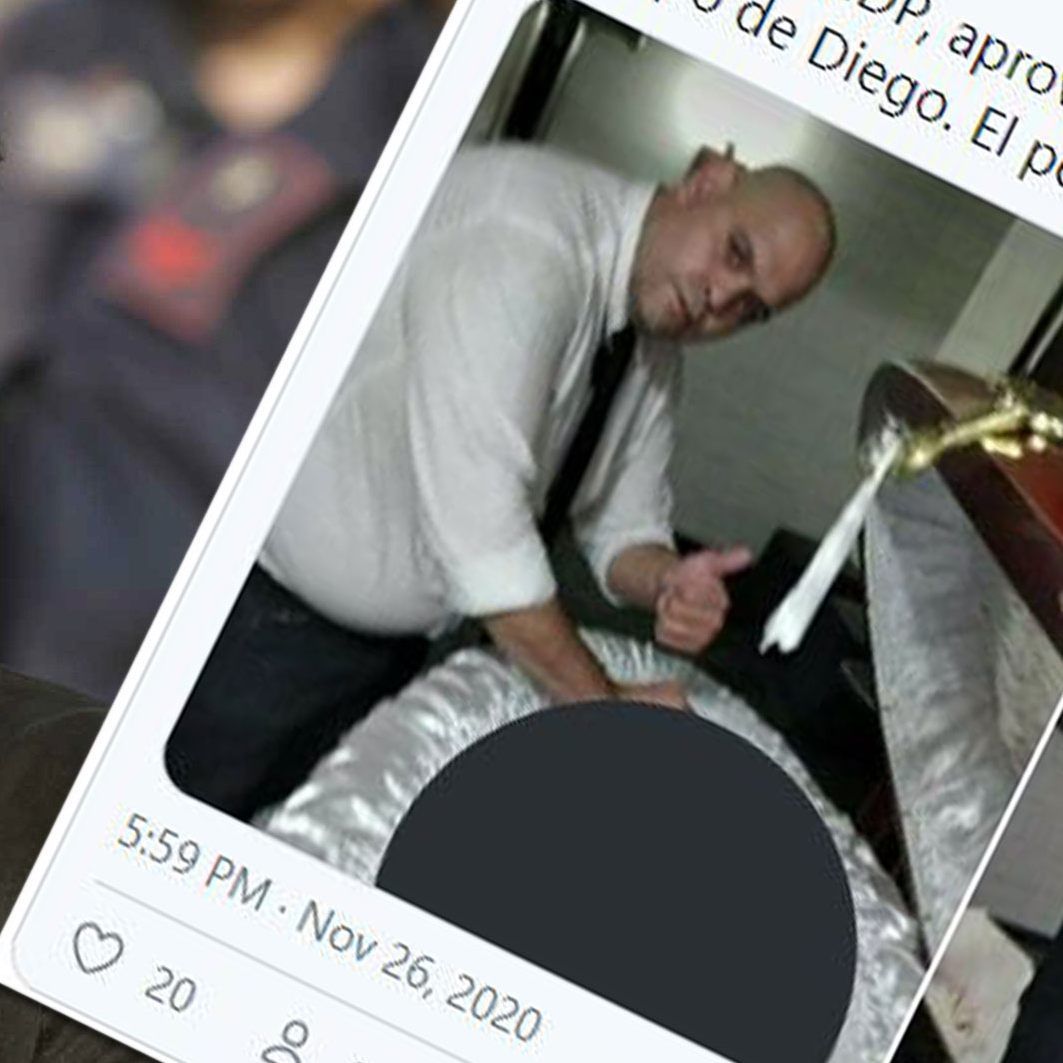 Geschmacklos: Ein Foto mit dem Leichnam von Diego Maradona.