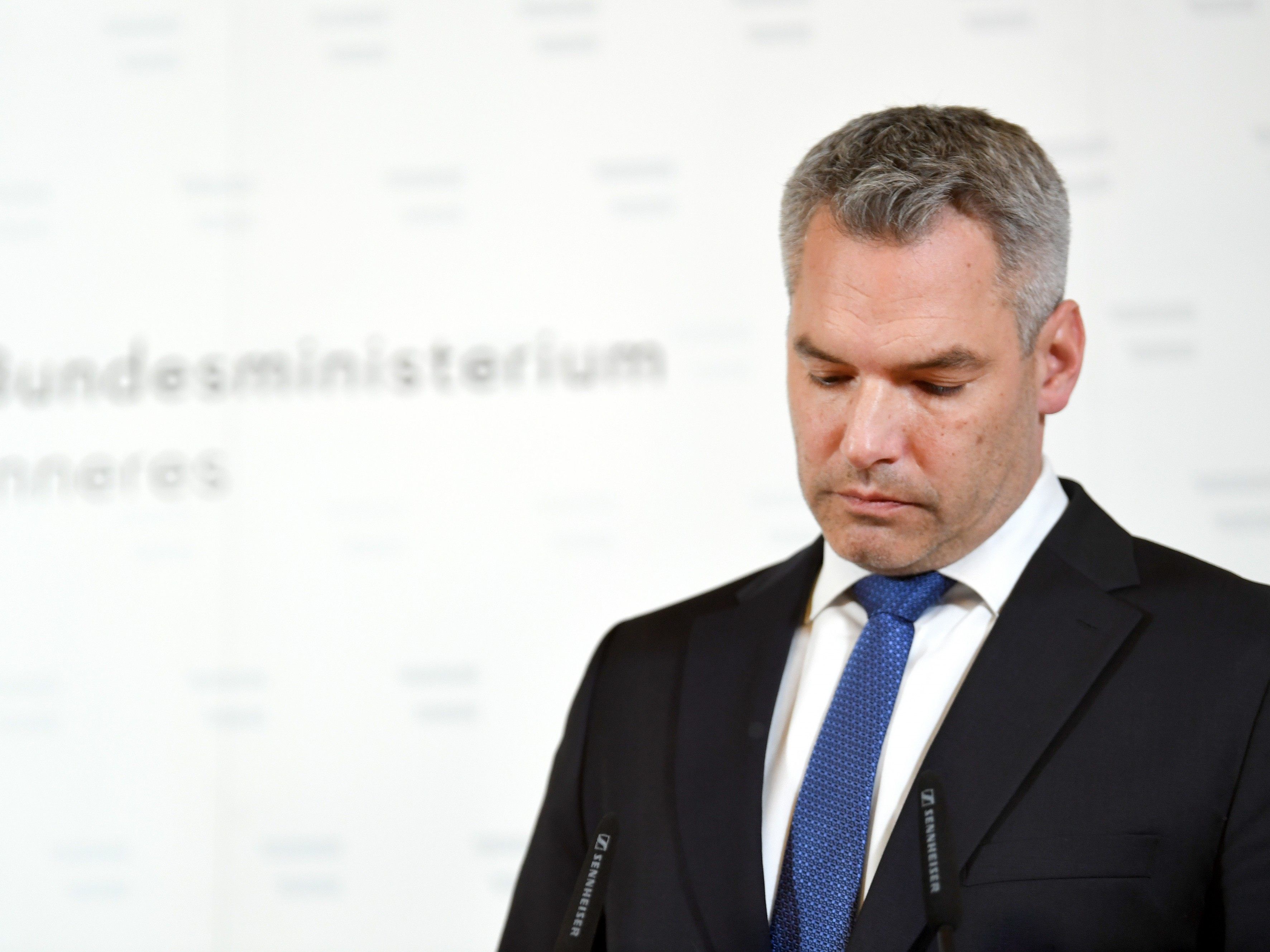 Innenminister Nehammer bezeichnete die Muslimbruderschaft als große Gefahr. Innenminister Nehammer bezeichnete die Muslimbruderschaft als große Gefahr.