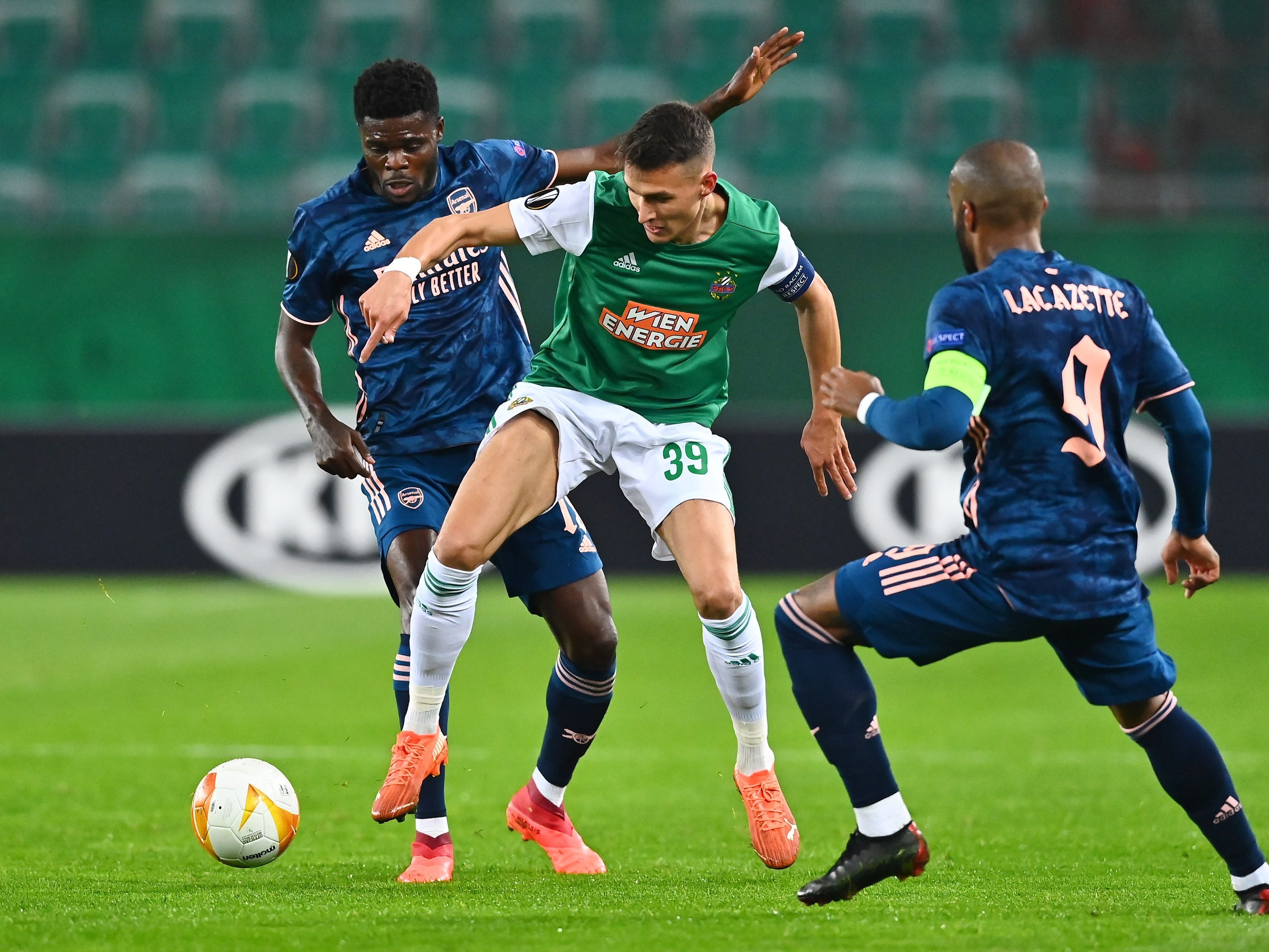 Rapid Wien hofft im EL-Duell gegen Arsenal auf Punkte.