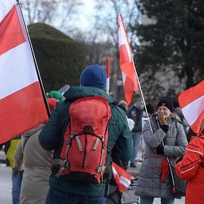 Mit Fahnen gegen Corona: Demo in Wien