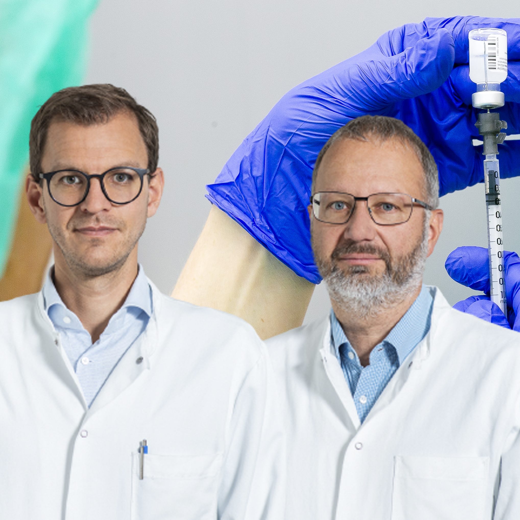 Primar Priv. Doz. Dr. Thomas Winder, PhD, Leiter der Abteilung für Innere Medizin II am LKH Feldkirch und der leitende Oberarzt Dr. Bernd Hartmann, Präsident der Krebshilfe Vorarlberg.