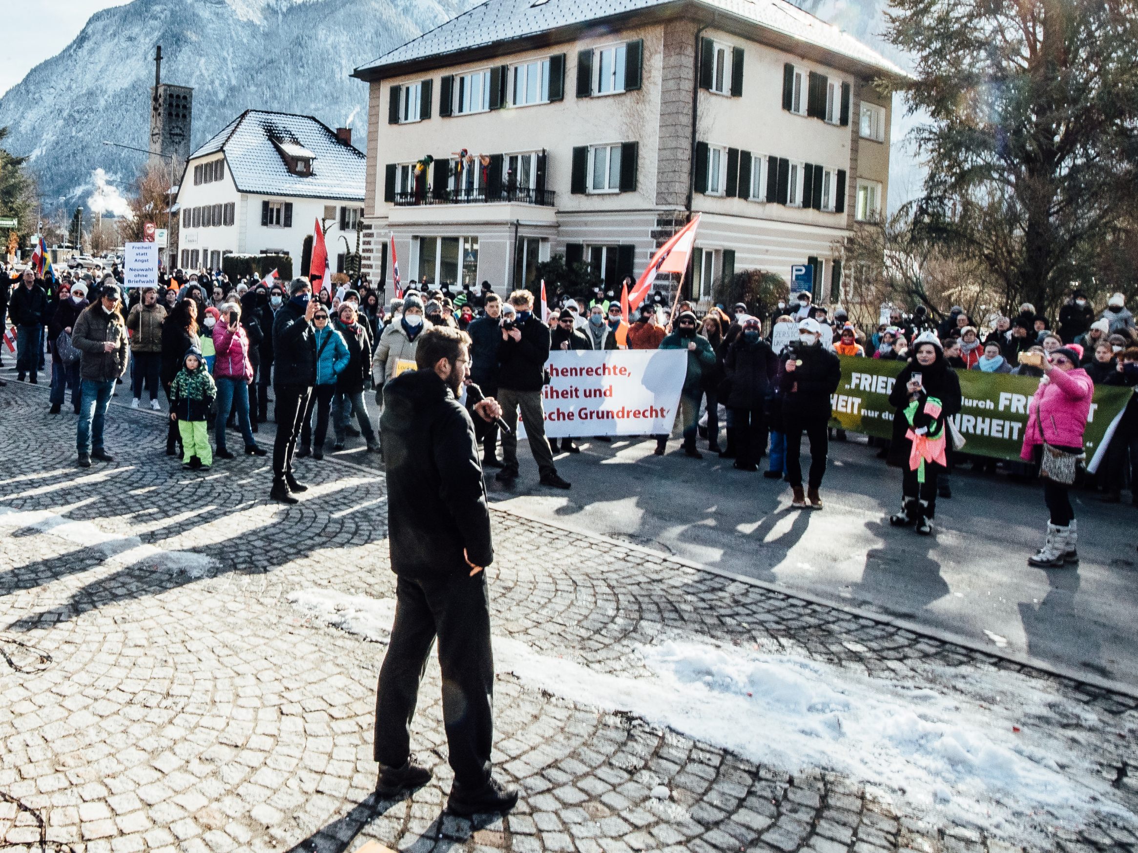 Demo von Kritikern der Corona-Maßnahmen am Sonntag in Bludenz.