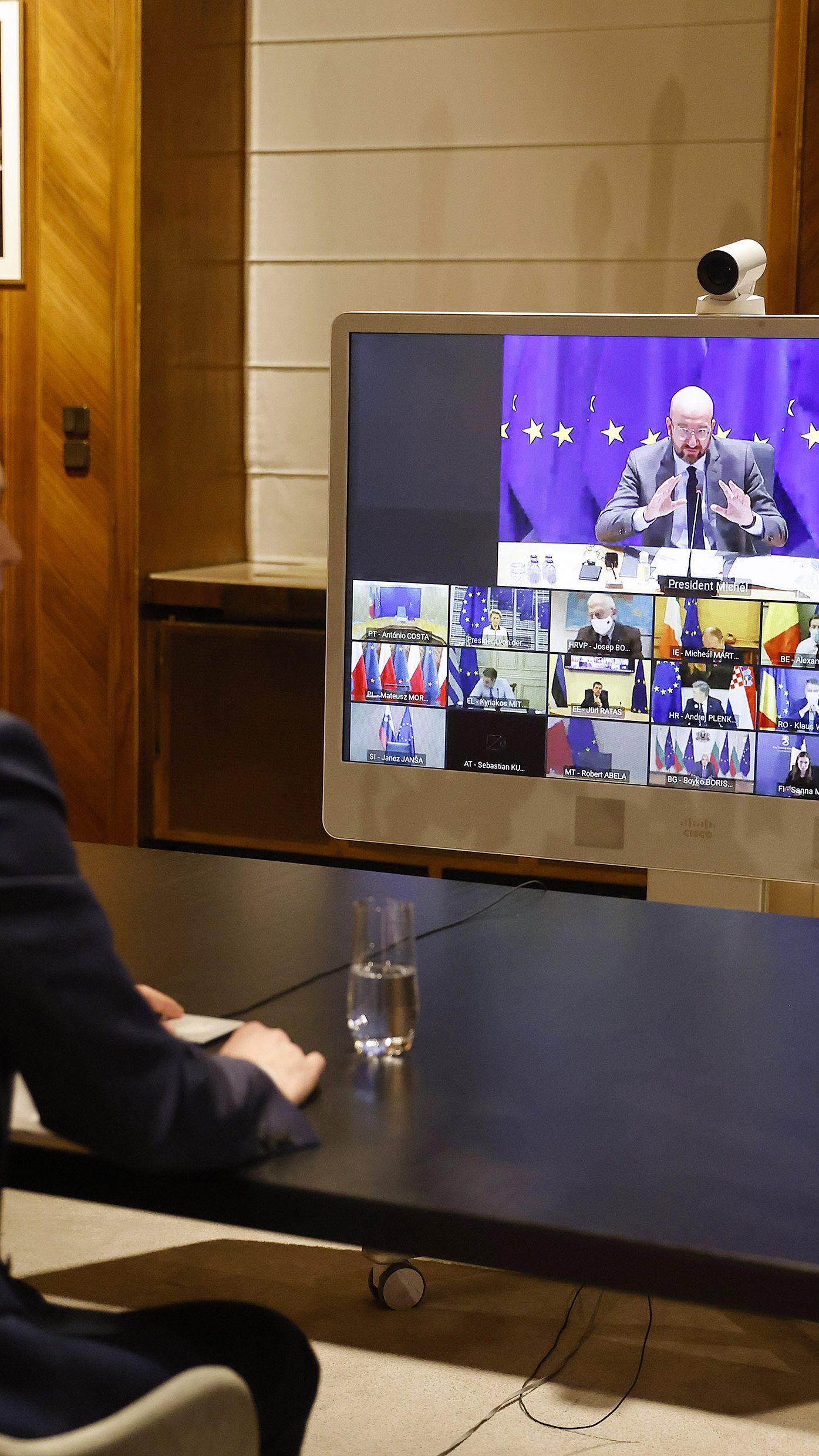 Bundeskanzler Sebastian Kurz (ÖVP) am Donnerstag, 21. Jänner 2021, anlässlich eines Online-EU-Gipfel der Staats- und Regierungschefs