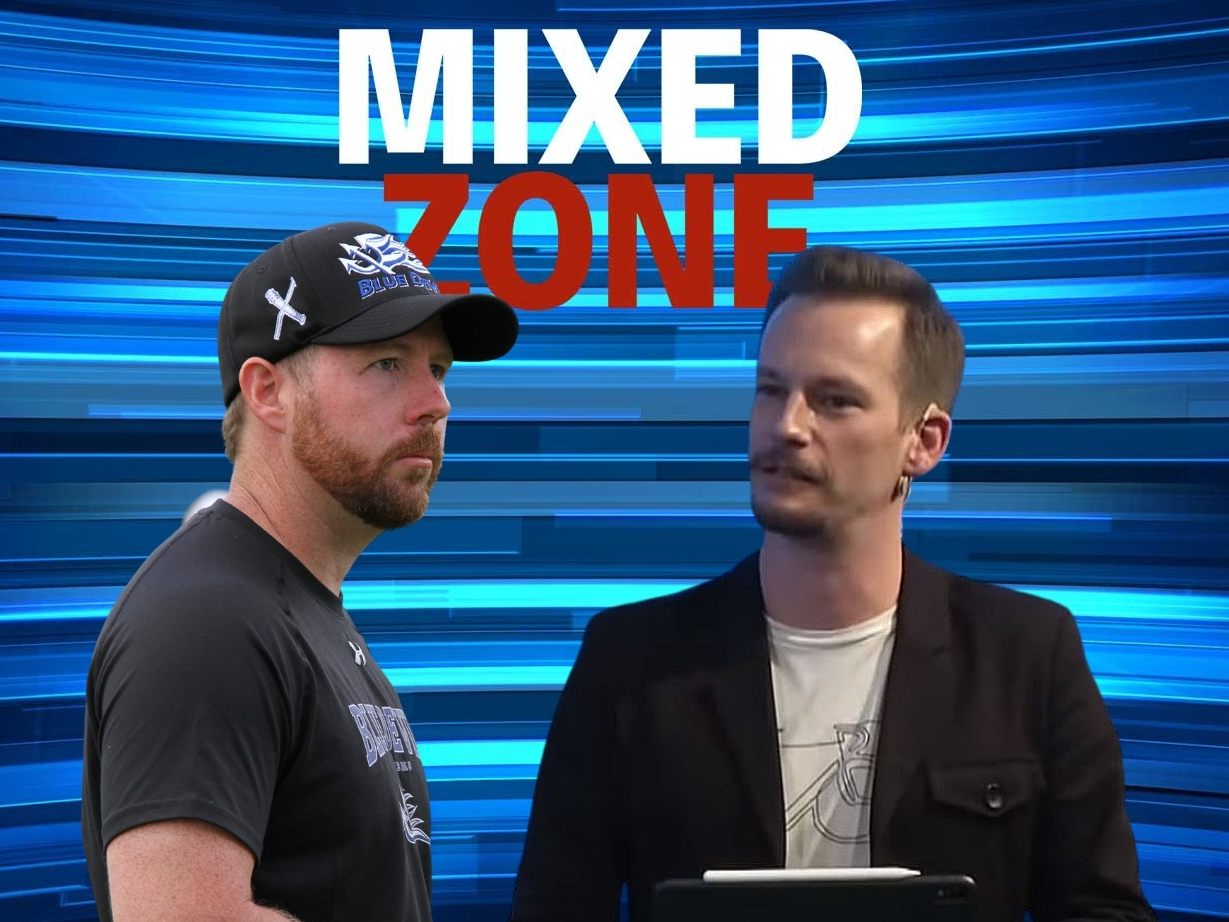 Tyler Harlow spricht als Studiogast in der MIXED ZONE über den Super Bowl am Sonntag.