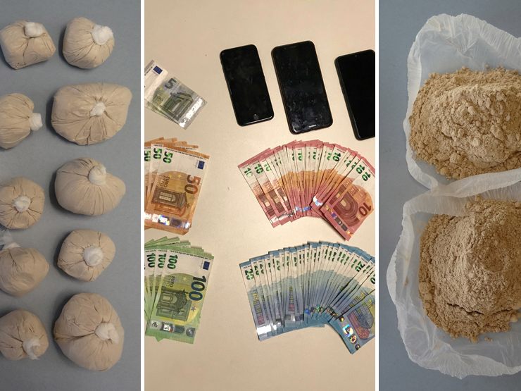 Die Polizei stellte Heroin, Kokain, Bargeld und Handys sicher.