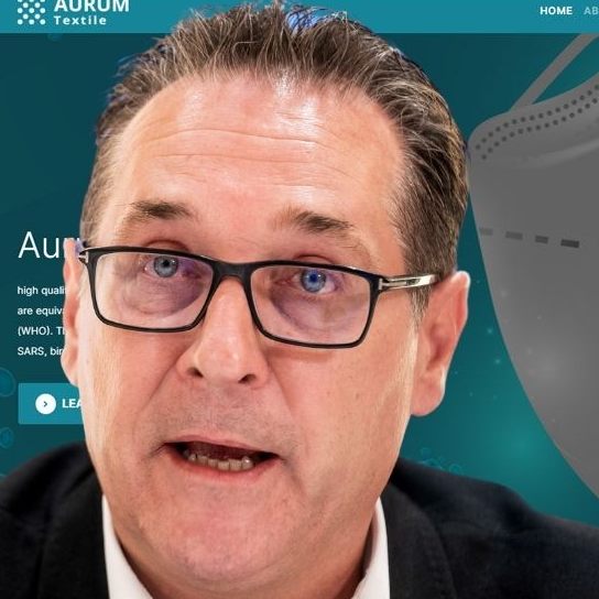 Strache bestreitet, dass dort Masken hergestellt werden - die Website hingegen wirbt für Masken.