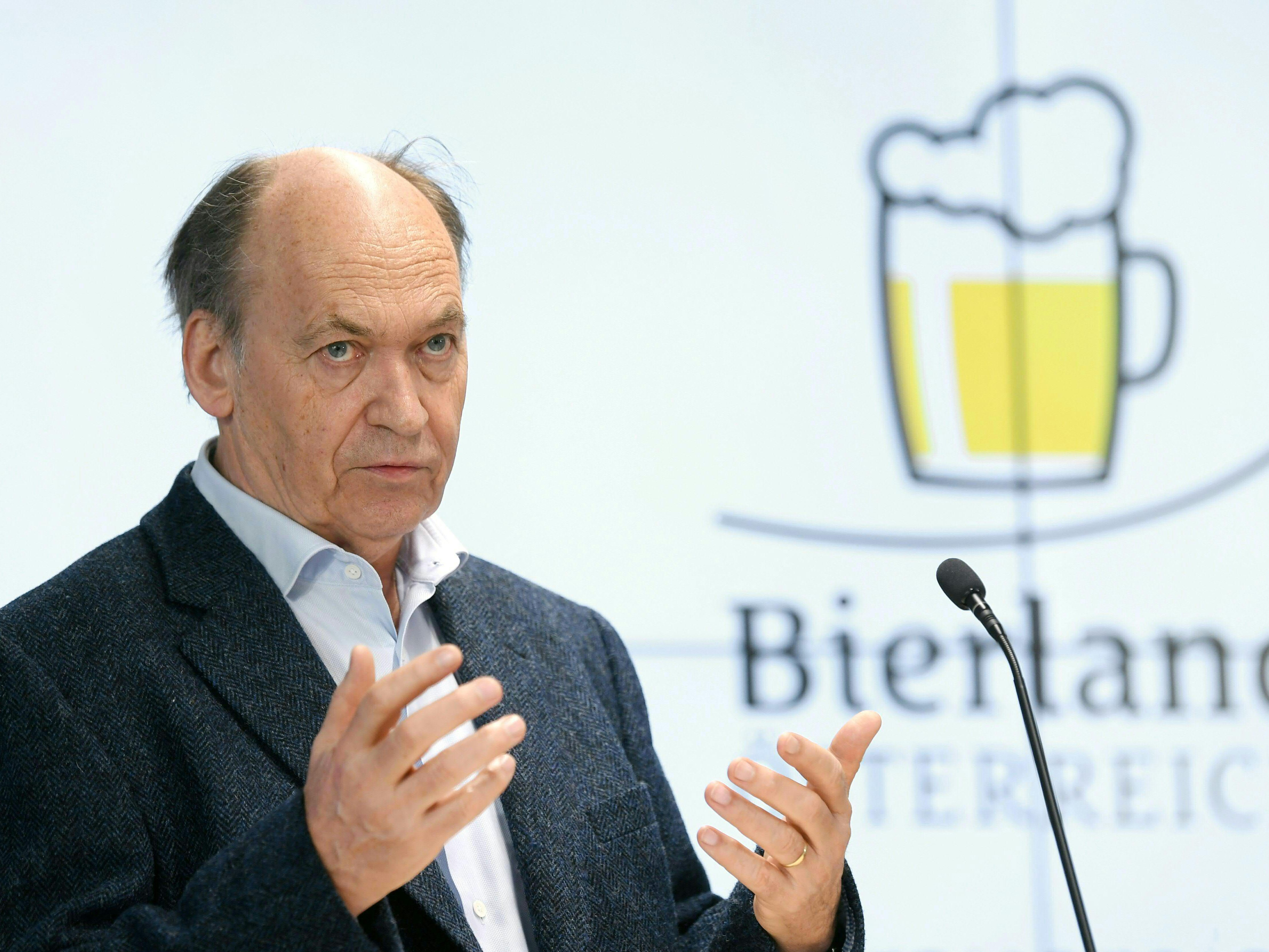 Brauereiverbandsobmann Siegfried Menz am Donnerstag bei der Pressekonferenz des Verbandes der Brauereien Österreichs zum Thema "Jahresbilanz" in Wien