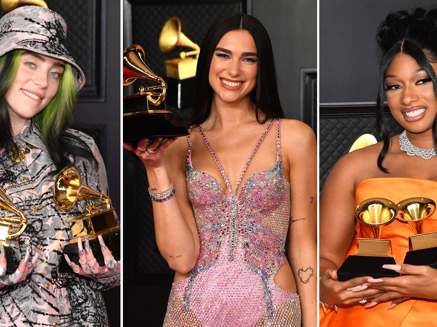Billie Eilish, Dua Lipa und Megan Thee Stallion räumten bei den Grammys ab.