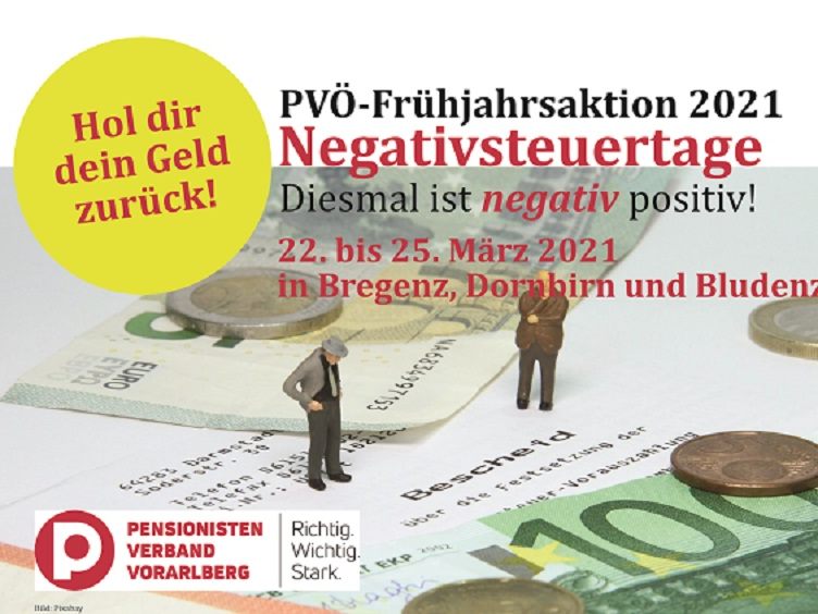 NEGATIV-STEUERTAGE des Pensionistenverbandes für kleine Pensionsbezieher und Ausgleichszulagenempfänger NEGATIV-STEUERTAGE des Pensionistenverbandes für kleine Pensionsbezieher und Ausgleichszulagenempfänger