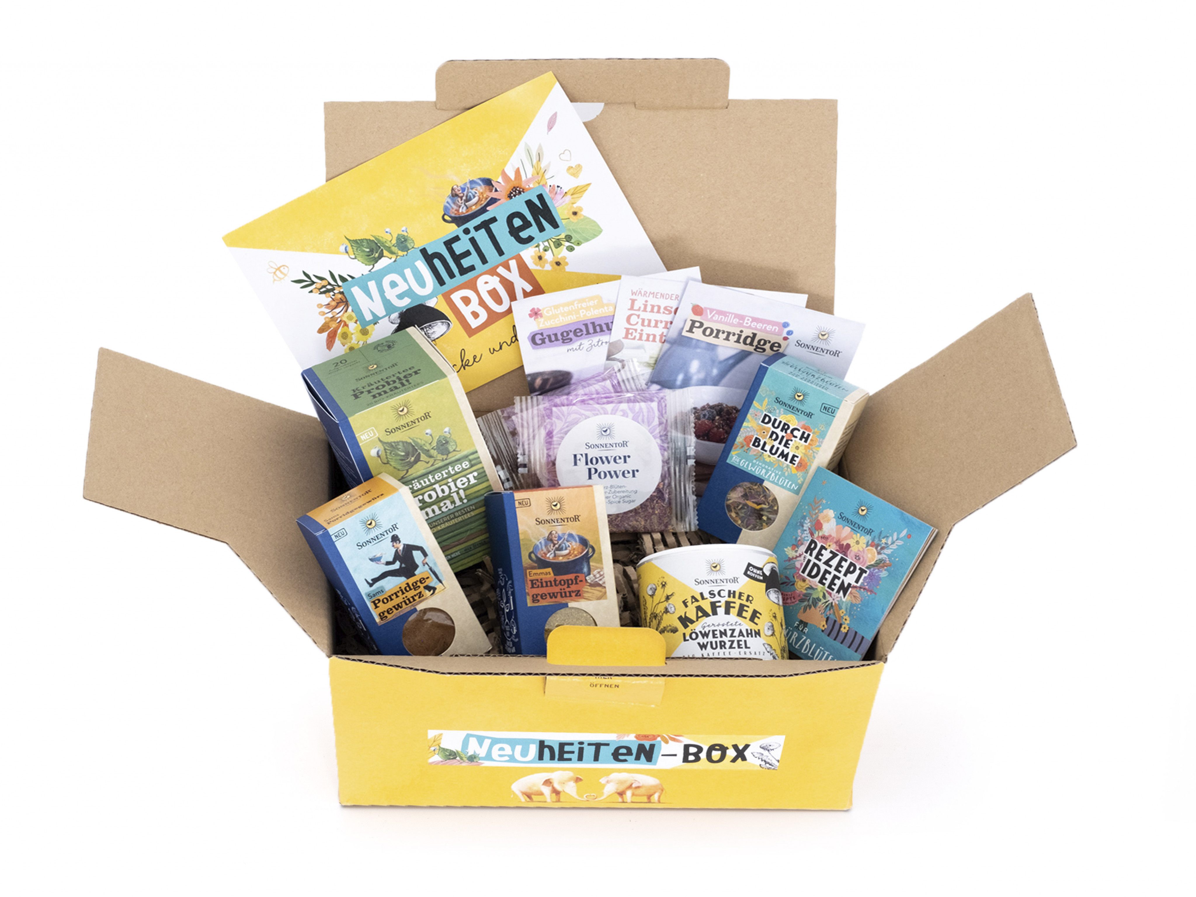 In der SONNENTOR Themenbox findet sich das Best-Of der Neu-Produkte. In der SONNENTOR Themenbox findet sich das Best-Of der Neu-Produkte.