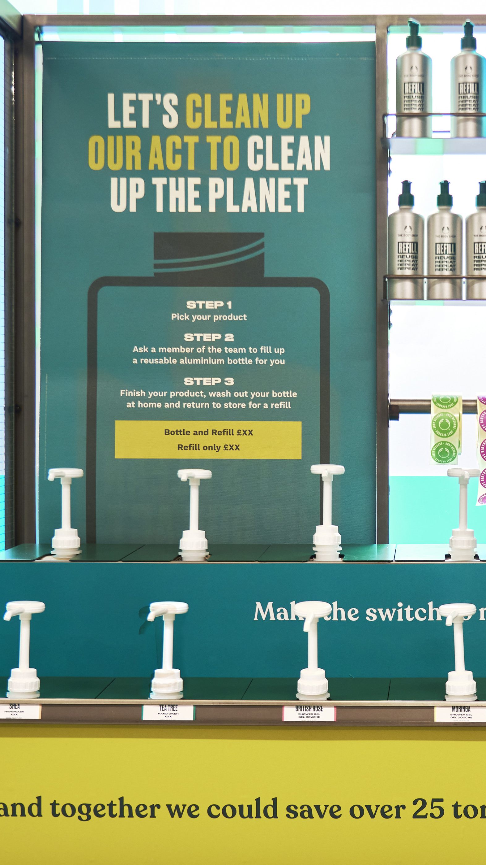 "The Body Shop" führt Refill Stationen ein.