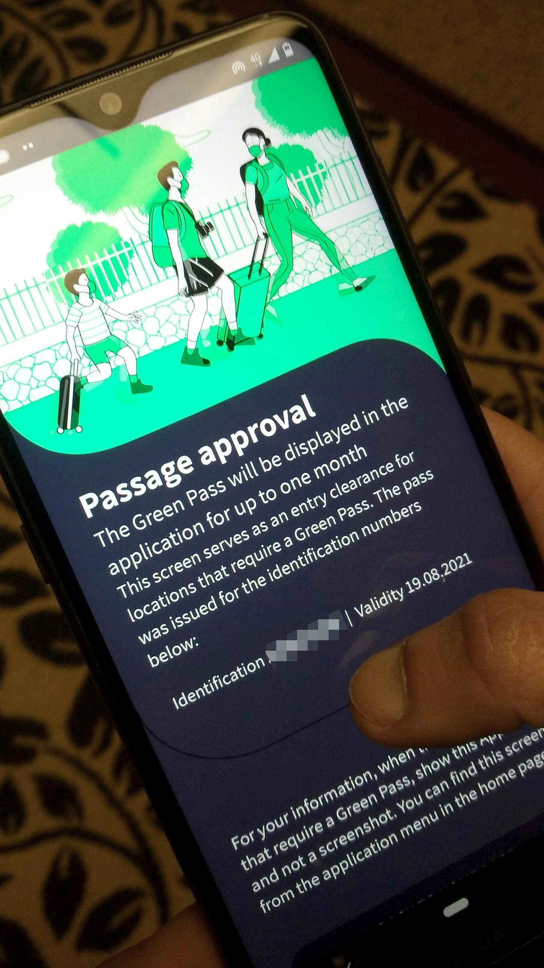 Anders als in Israel (im Bild) soll der Österreichische Grüne Pass ein QR-Code sein, den mann auch ausdrucken kann.