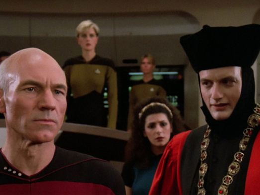 Bild aus "The Next Generation": Picard mit "Q".