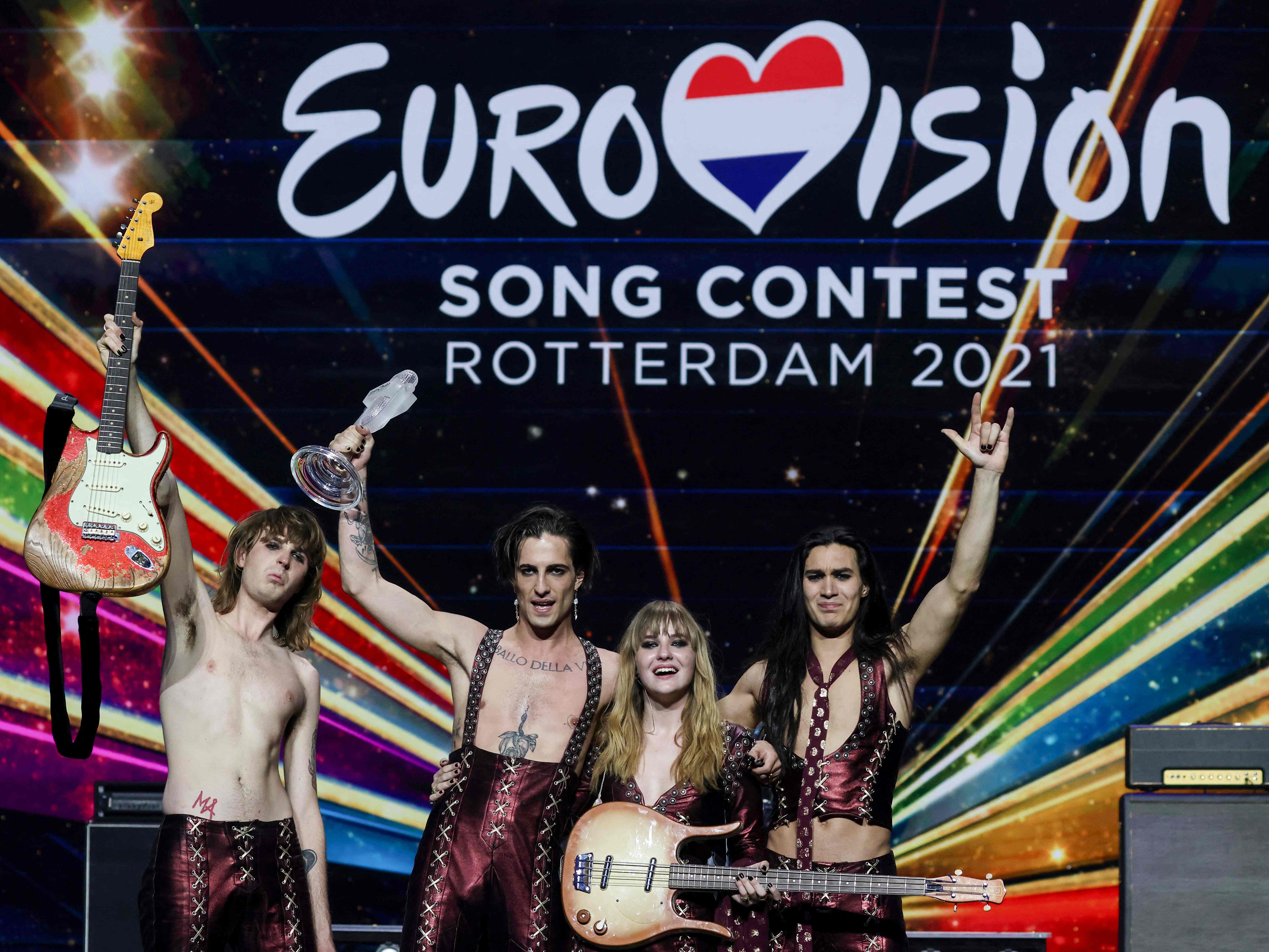 Die Freude bei den ESC-Gewinnern aus Italien war groß. Die Freude bei den ESC-Gewinnern aus Italien war groß.
