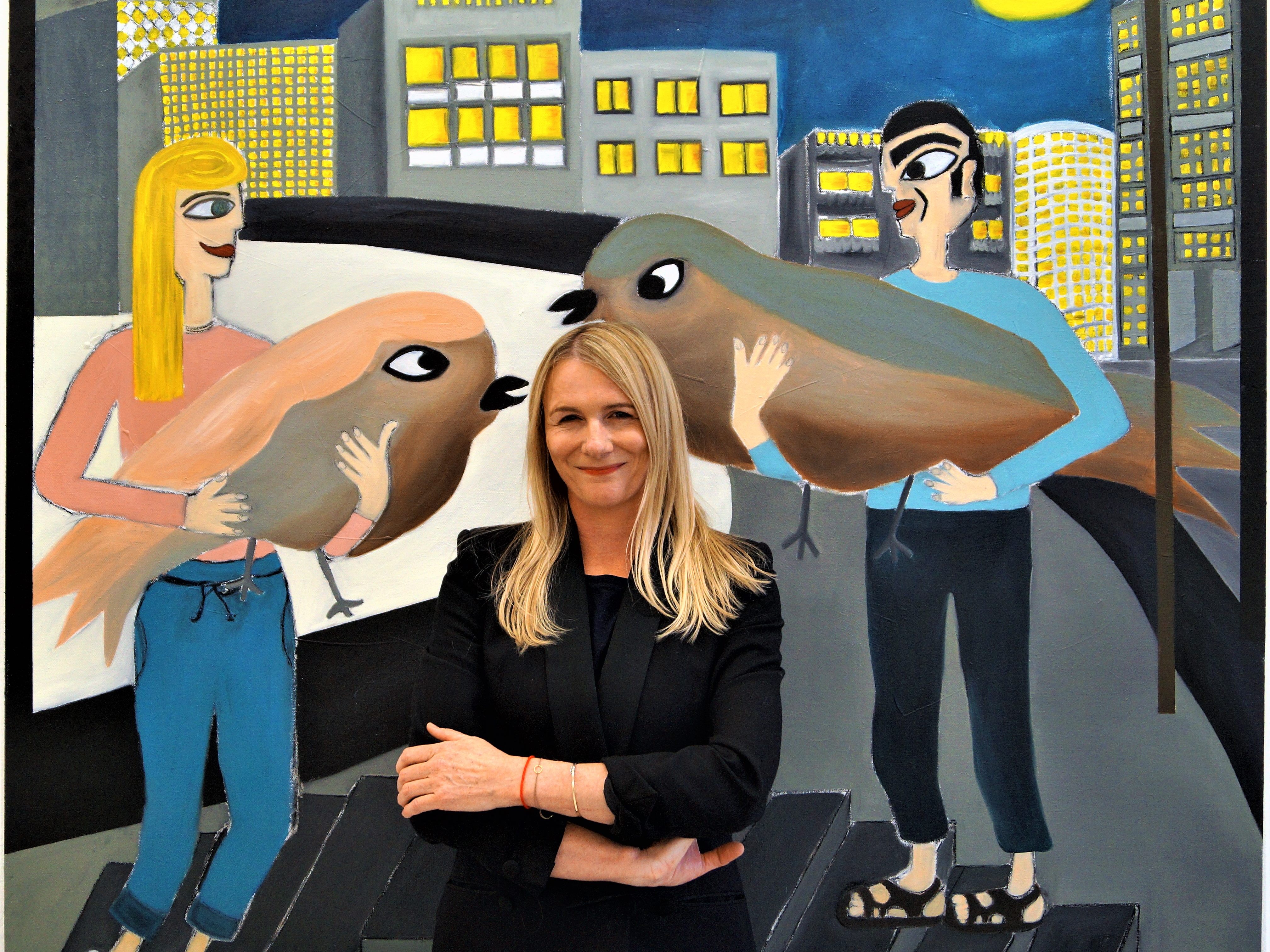 Katja Berger mit ihrem Bild für "An Vogel"