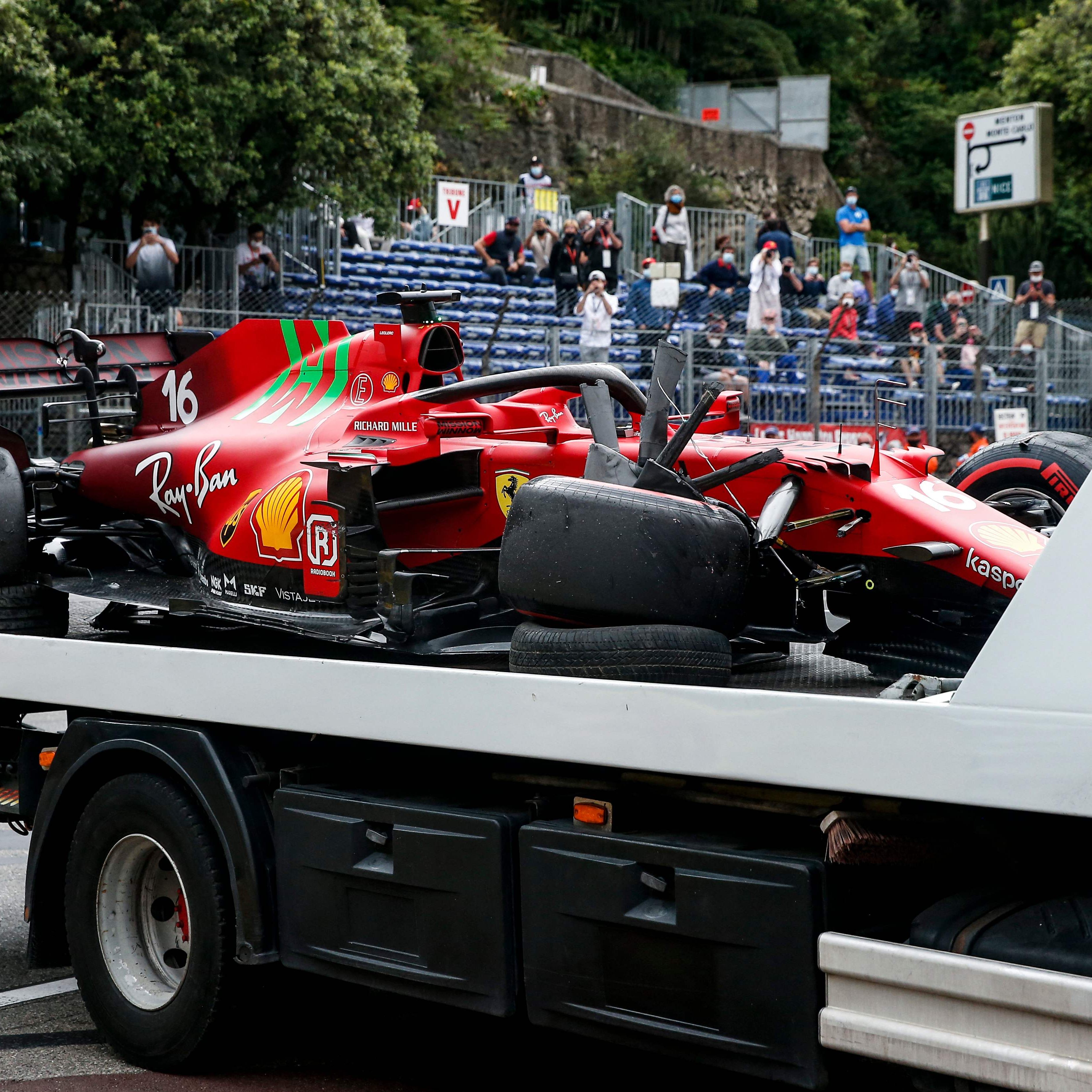 Der beschädigte Ferrari des "theoretischen Pole-Mannes Charles Leclerc.