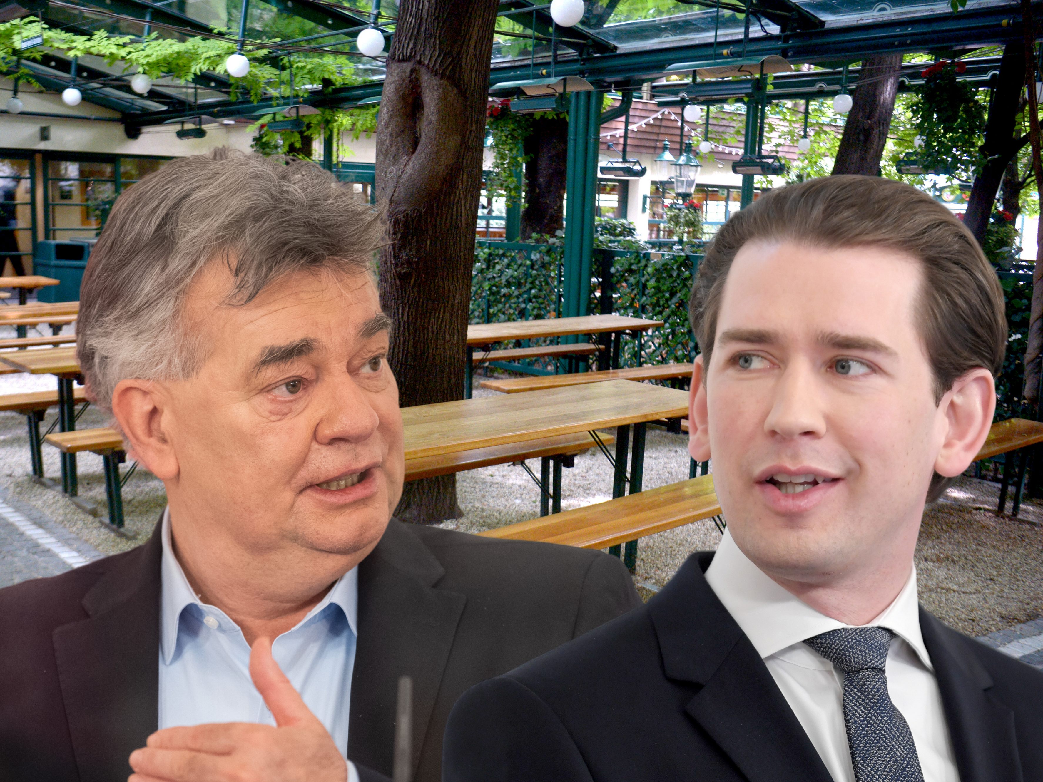 Tag des Aufsperrens: Regierungsspitze speist im Schweizerhaus.