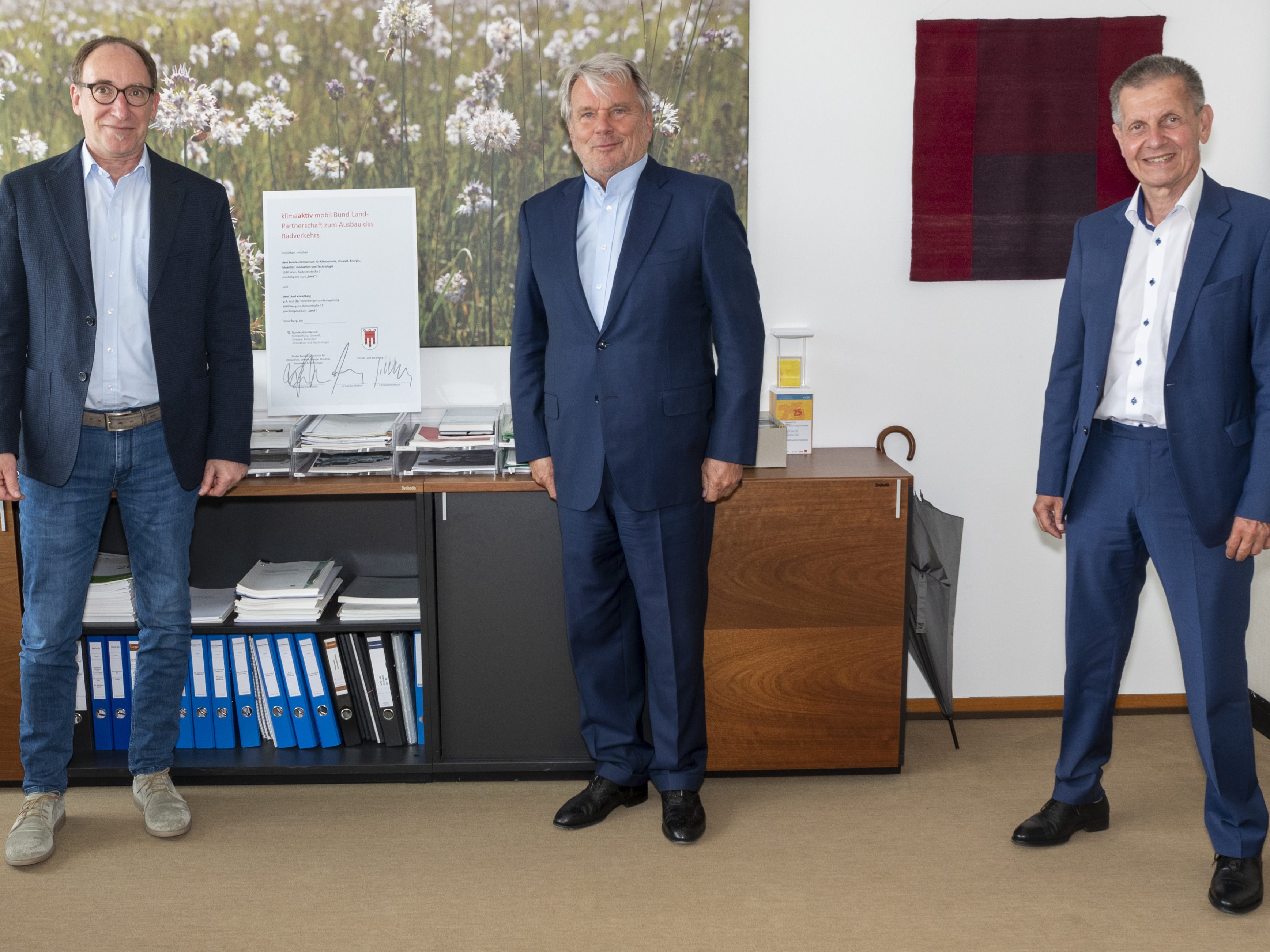 Hans Peter Haselsteiner und Erich Forster zu Besuch bei Johannes Rauch in Bregenz.